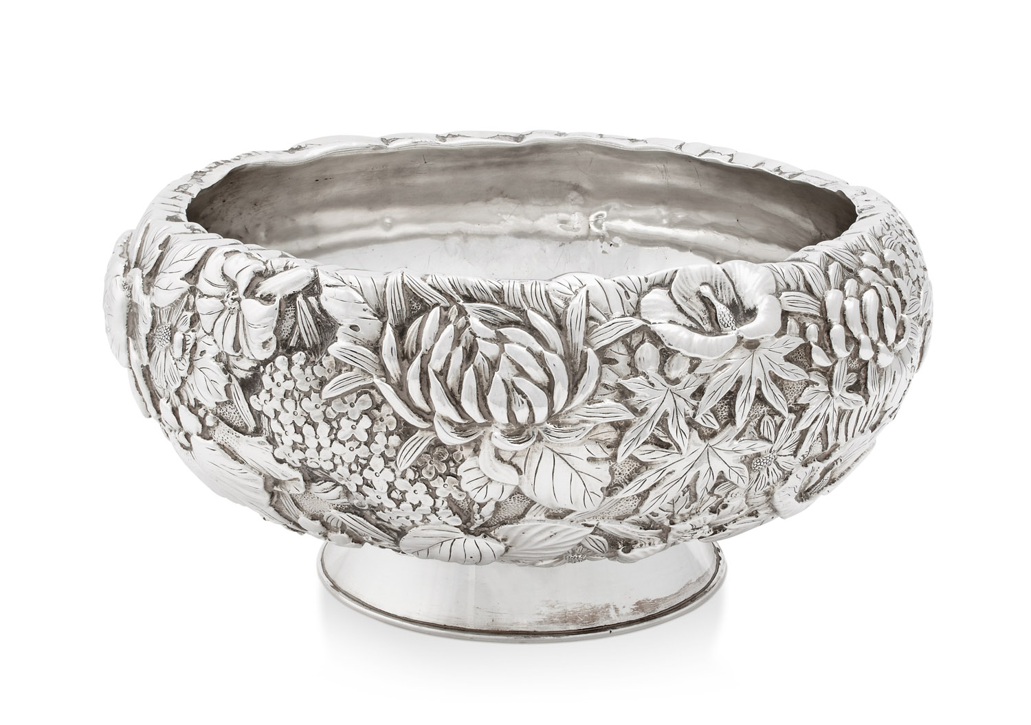 JAPANESE SILVER FLOWER BOWL
