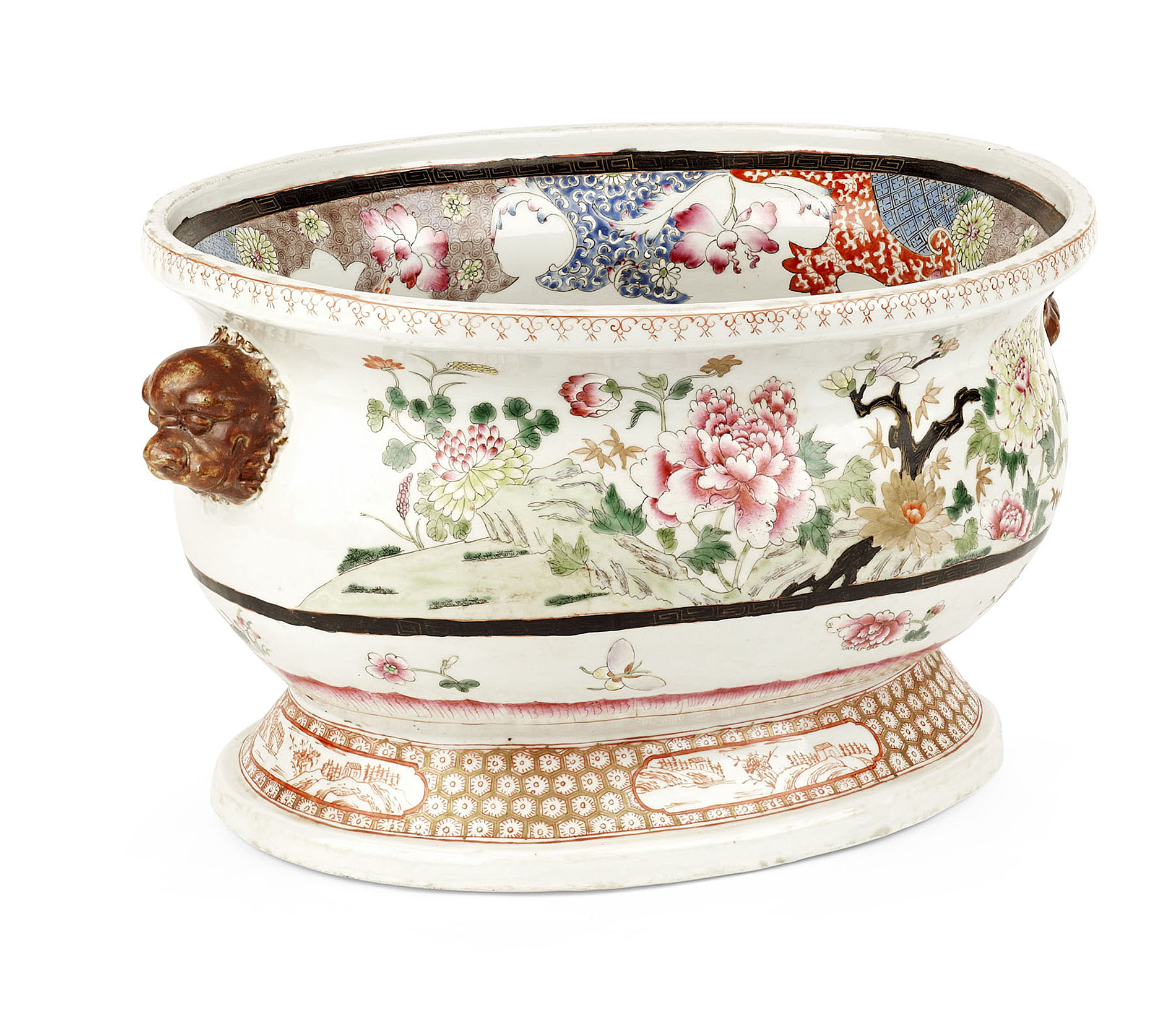 LARGE CHINESE FAMILLE ROSE WINE COOLER