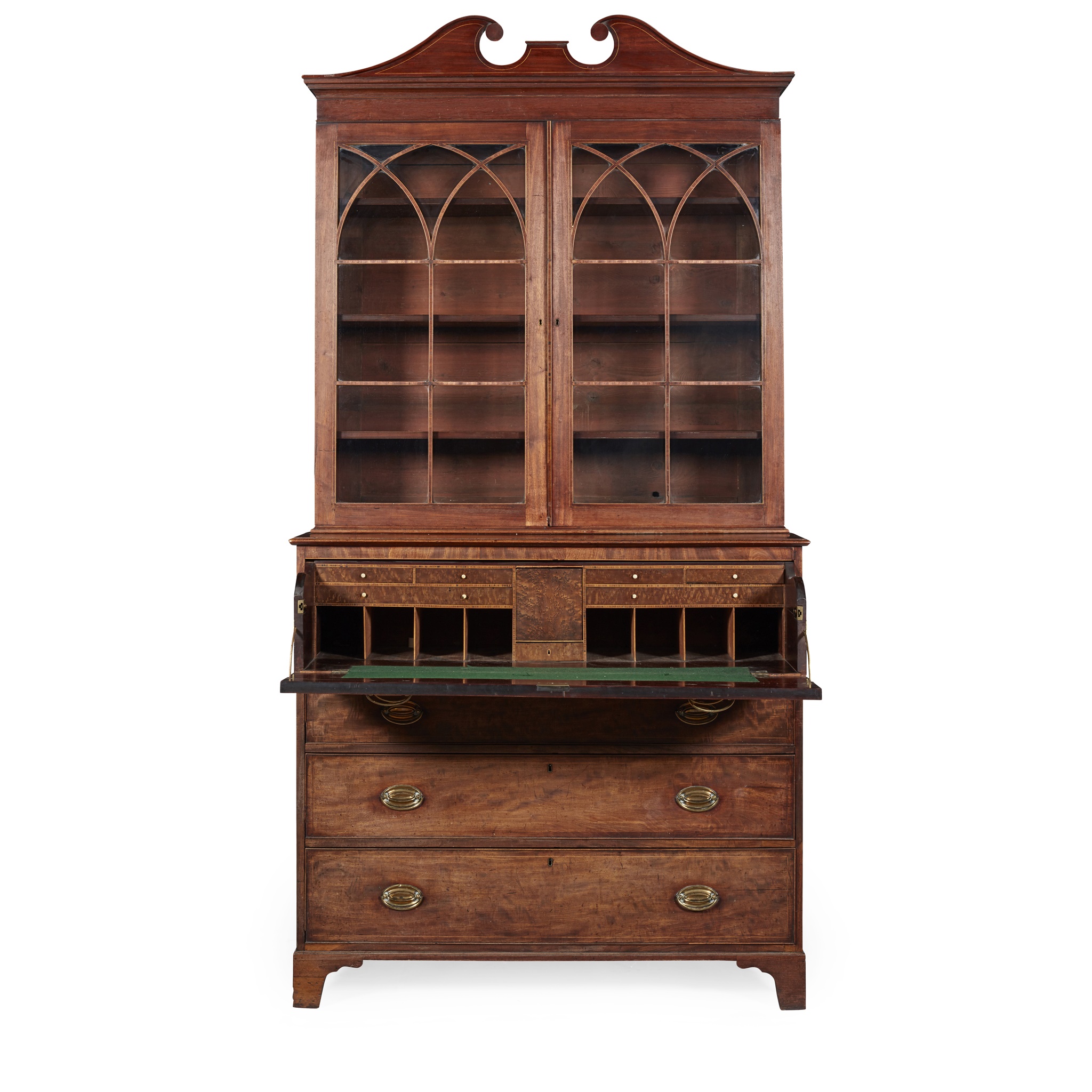 GEORGE III MAHOGANY SECRETAIRE BOOKCASE