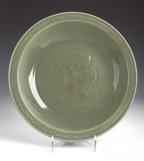 A Chinese celadon glazed charger, Ming Dynasty,