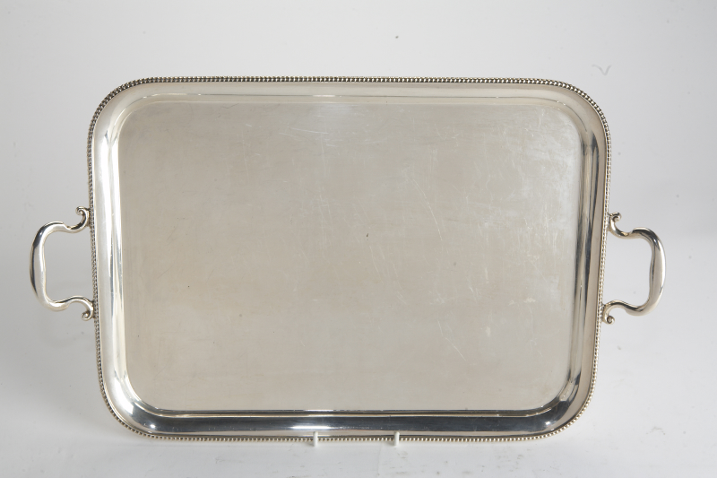 A silver tea tray