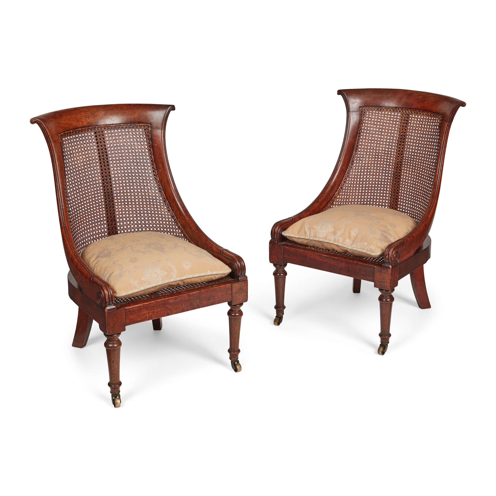 PAIR OF REGENCY MAHOGANY BERGERES