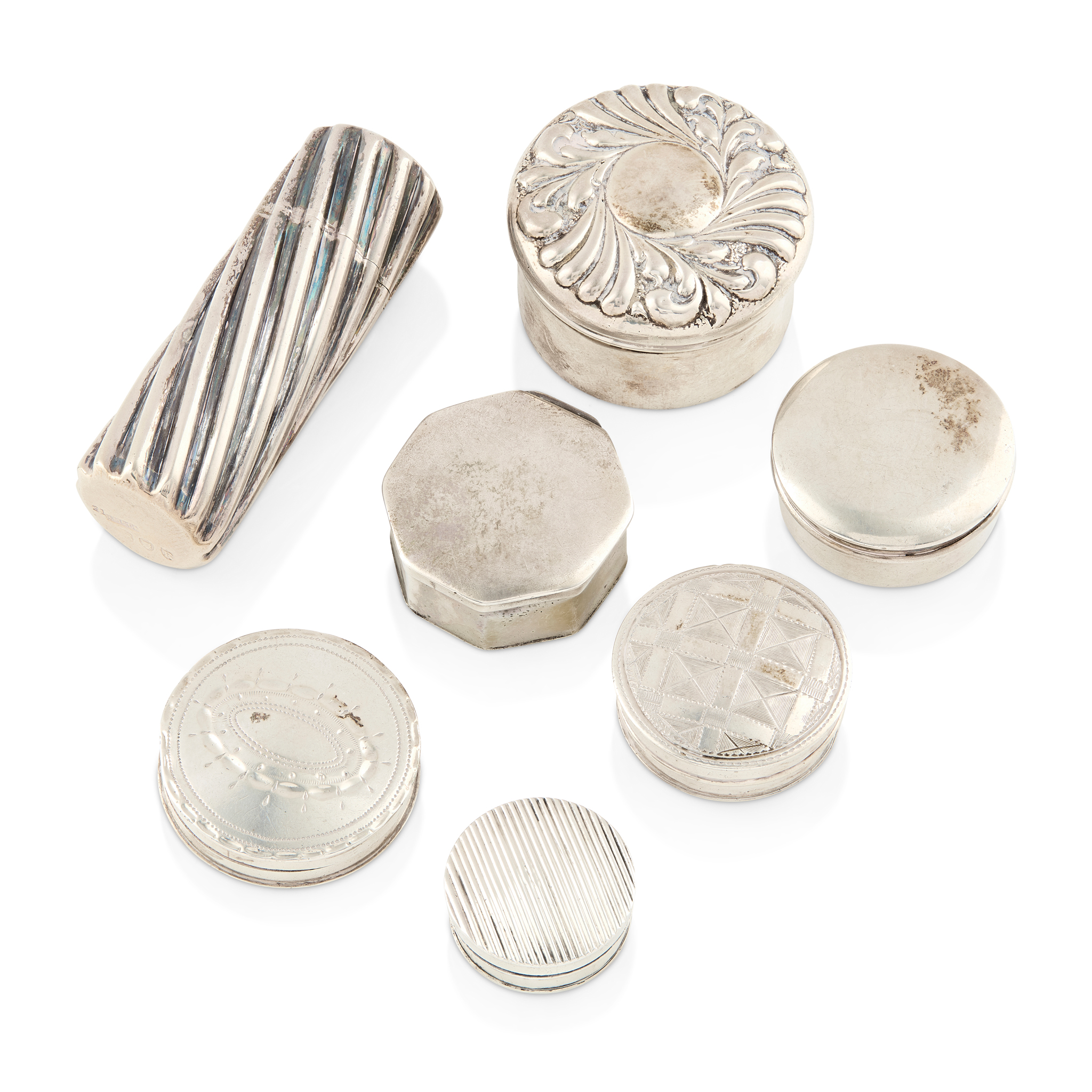 A COLLECTION OF SIX PATCH BOXES