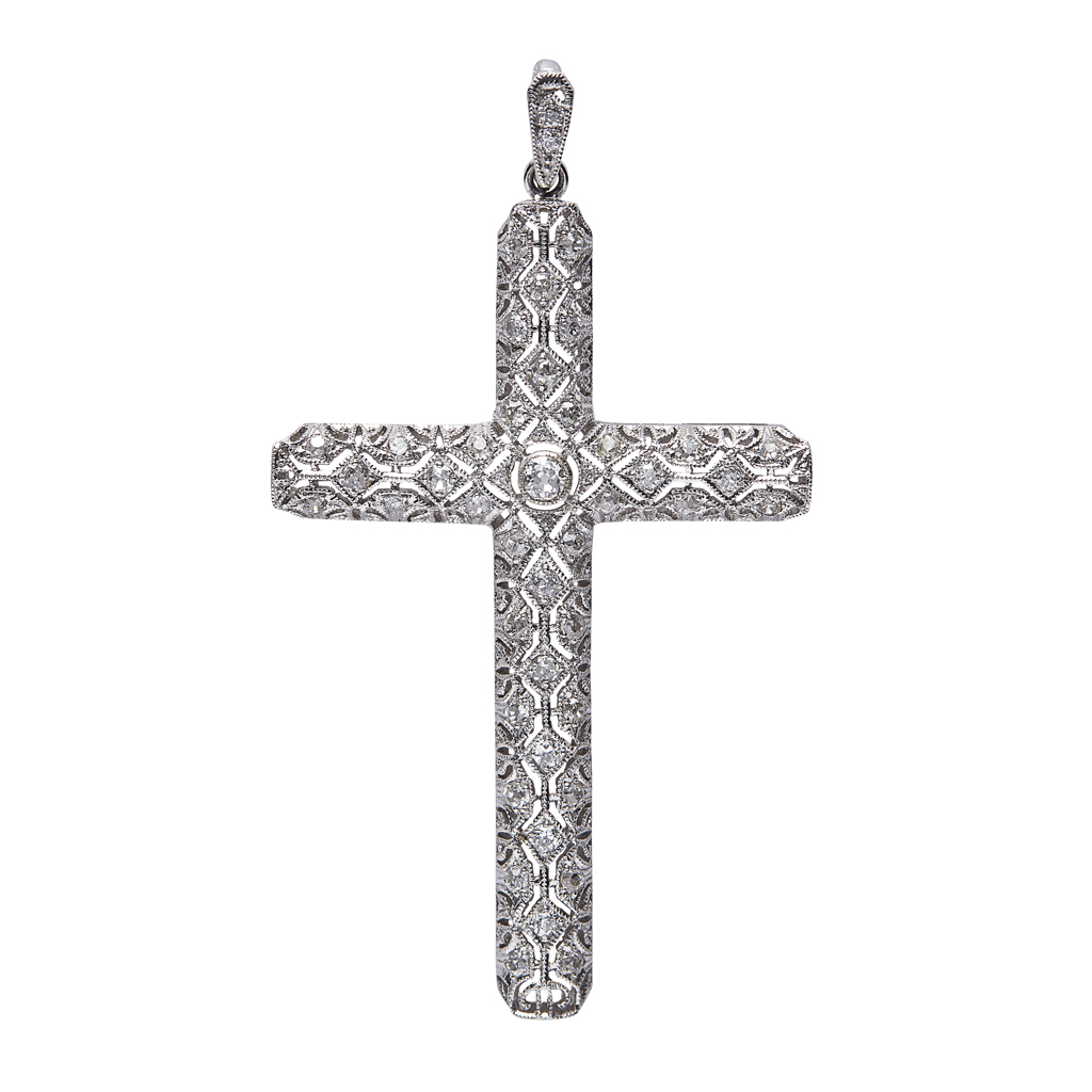 A diamond set cross pendant