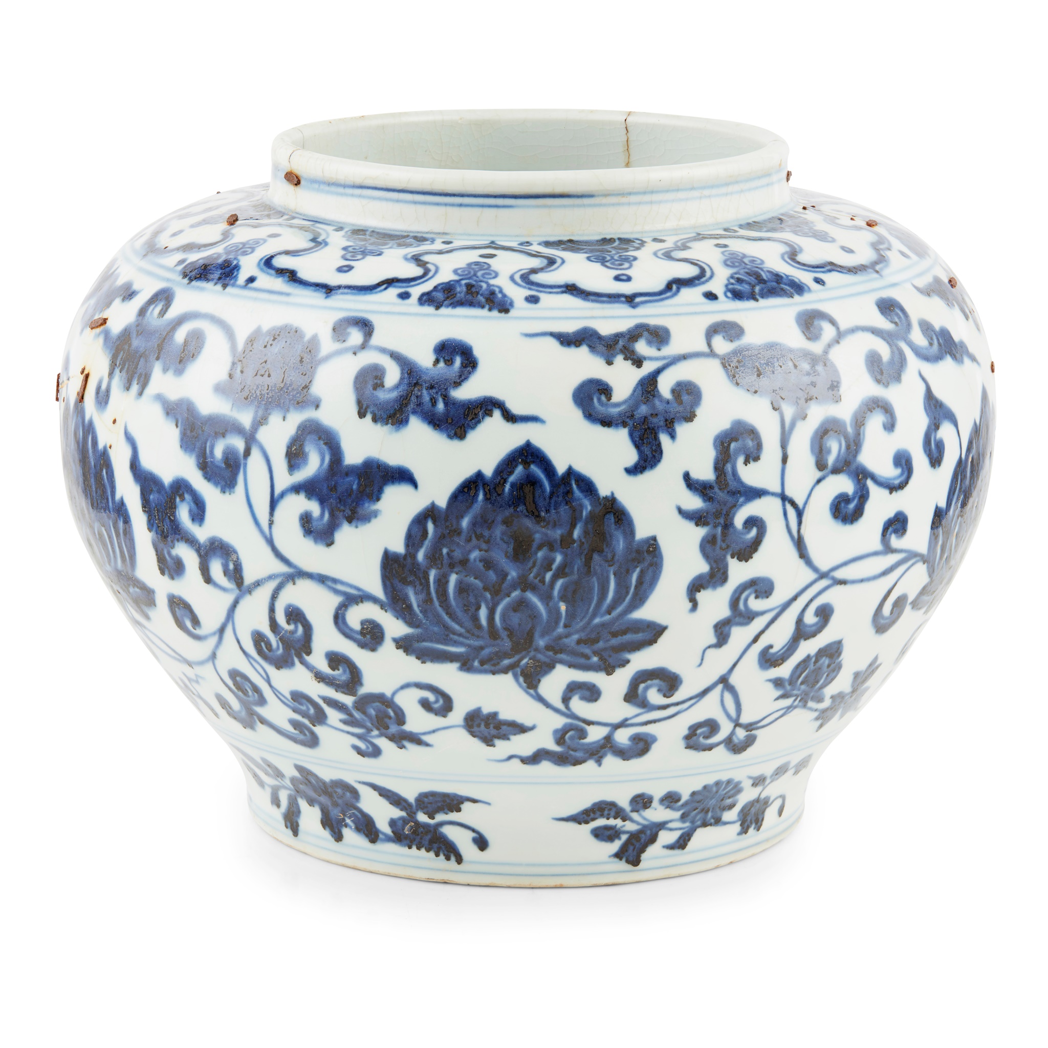 BLUE AND WHITE MING STYLE 'LOTUS' JAR