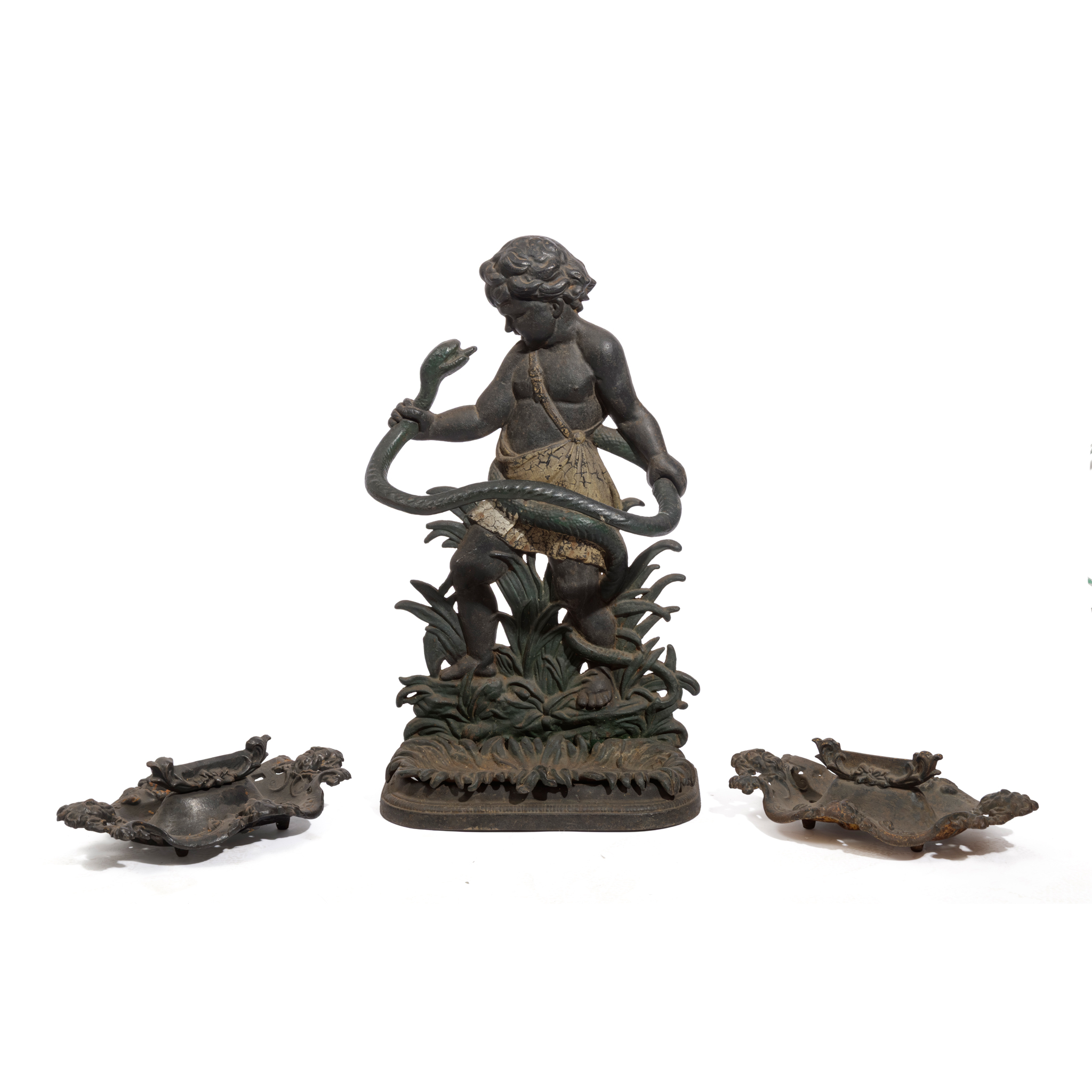 A VICTORIAN CAST IRON POLYCHROME STICK STAND