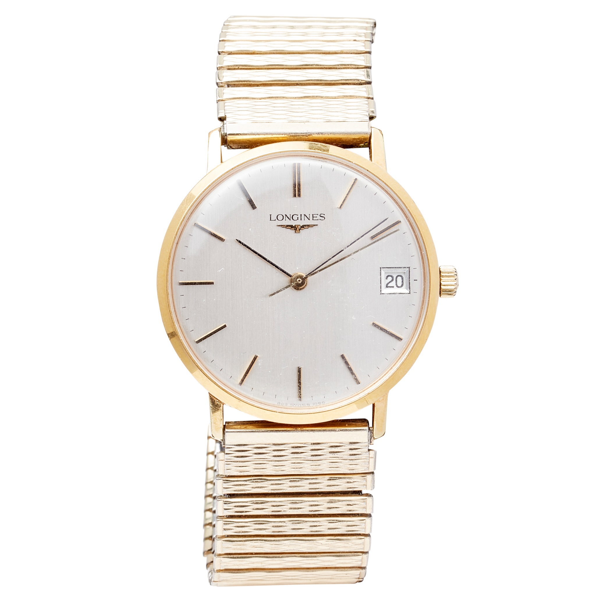 A gentleman's gilt cased dress wristwatch, Longines