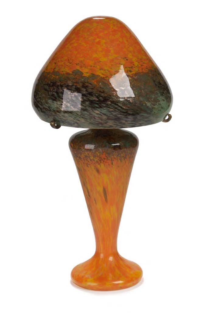 A Monart glass lamp and shade,