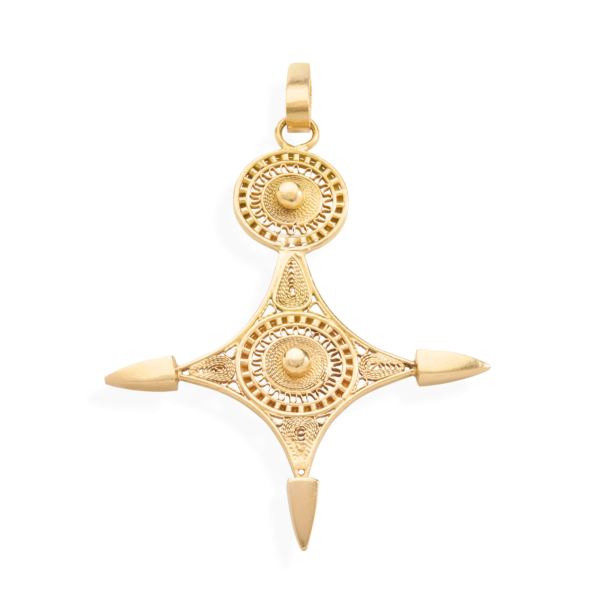 A filigree cross pendant