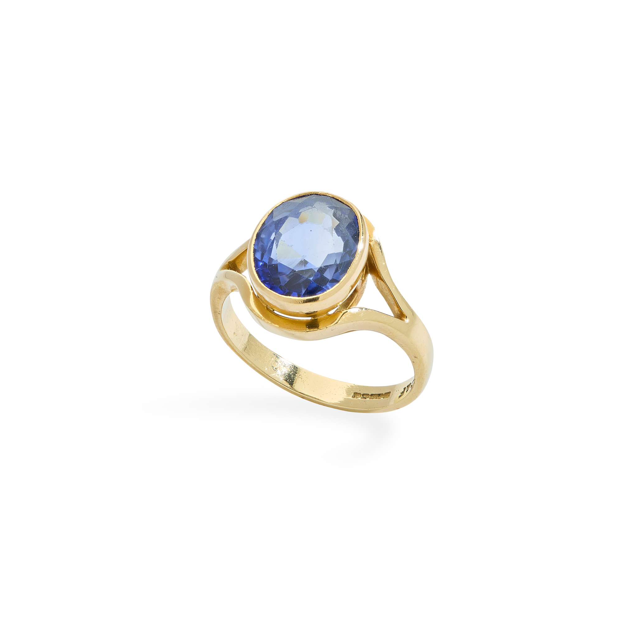 An 18ct gold sapphire single-stone ring