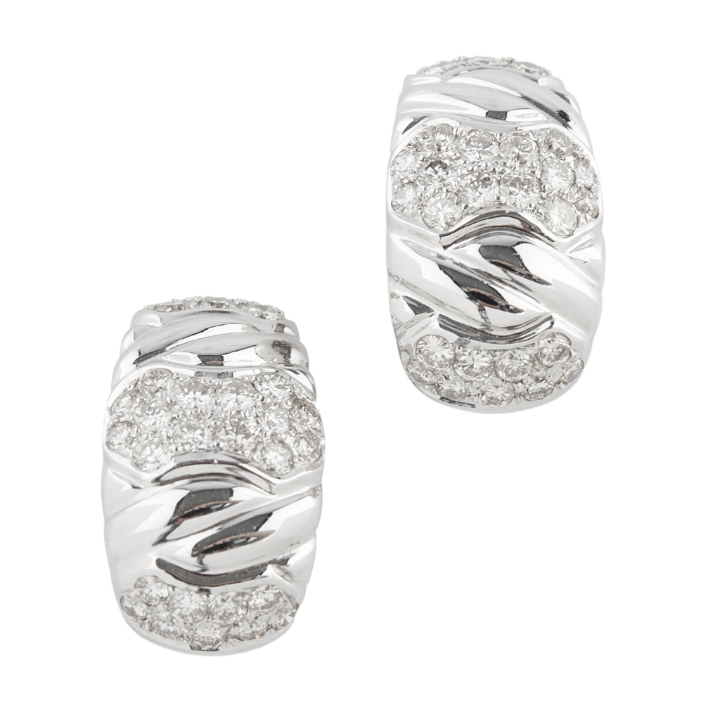 A pair of contemporary diamond set earrings