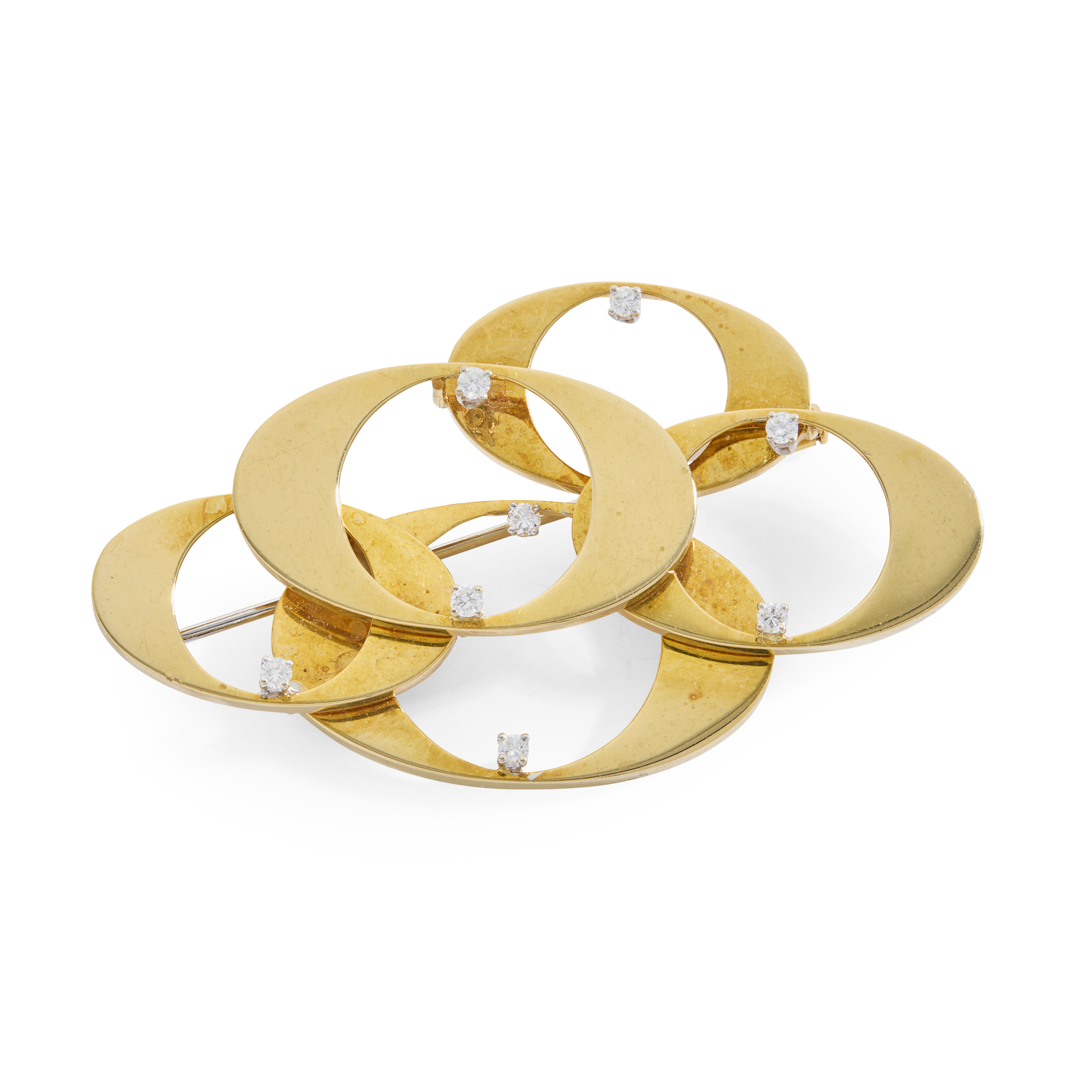 An 18ct gold diamond brooch, circa 1970s