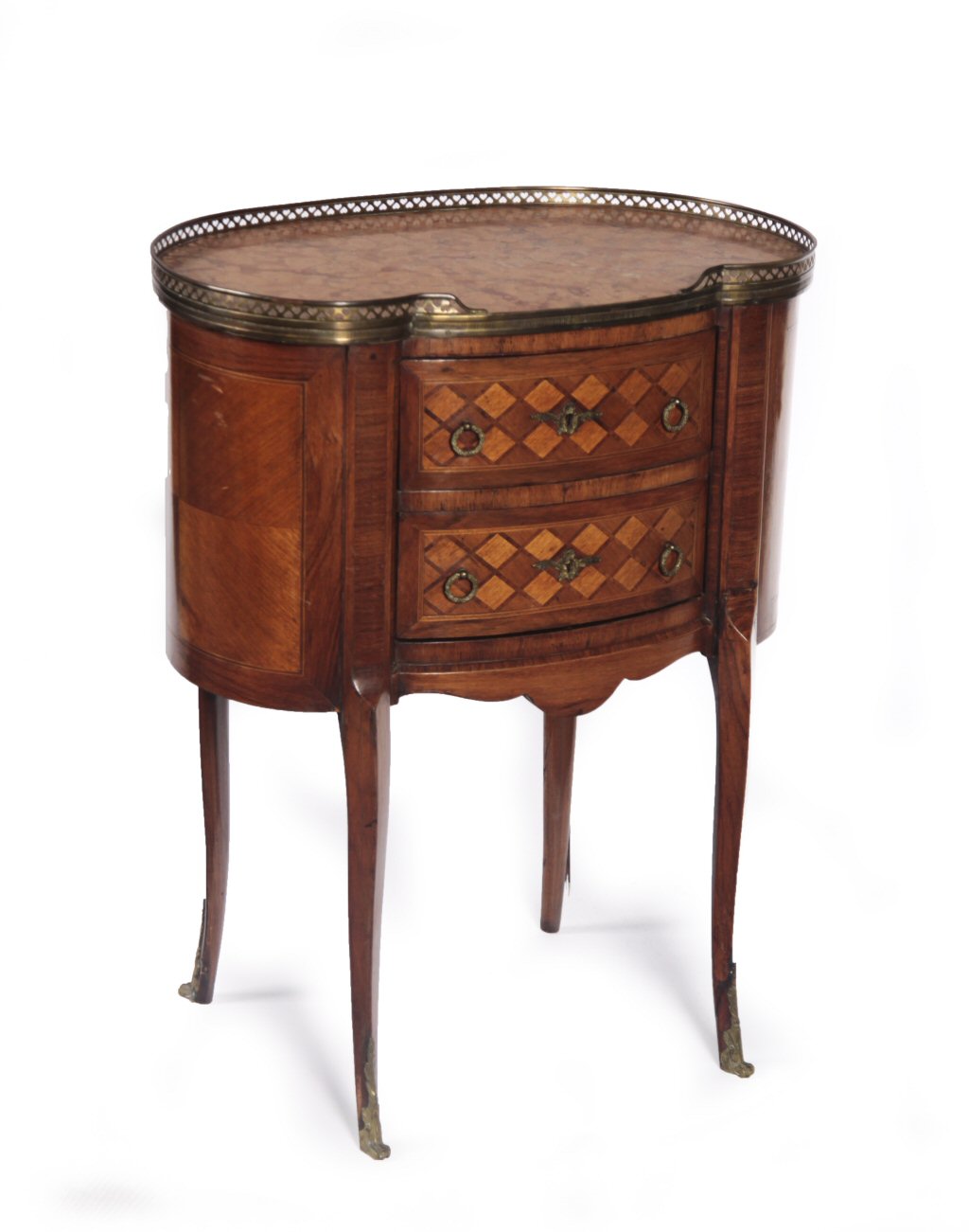 FRENCH BRASS AND MARBLE MOUNTED INLAID CABINET