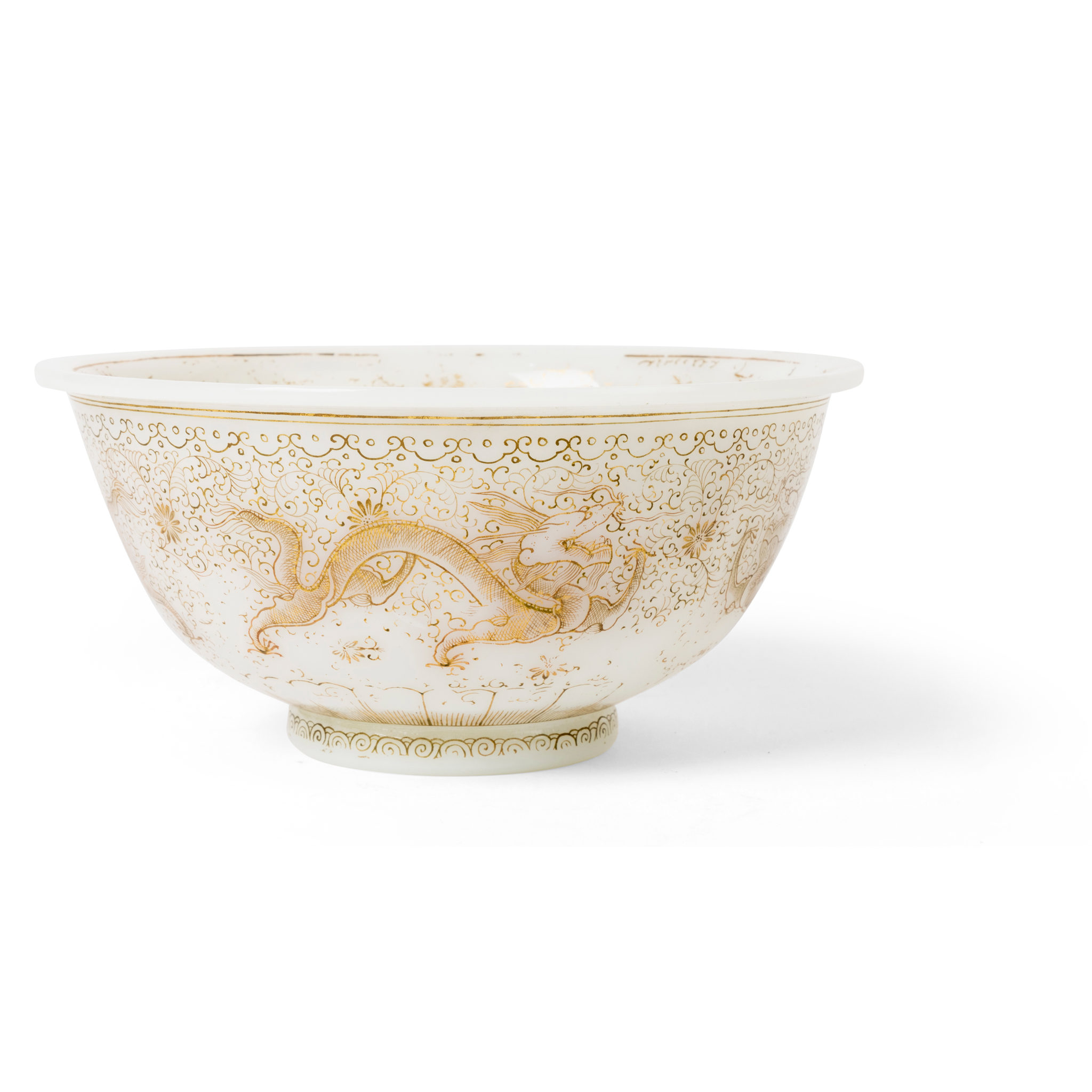 CHINESE GILT-DECORATED 'DRAGON' GLASS BOWL