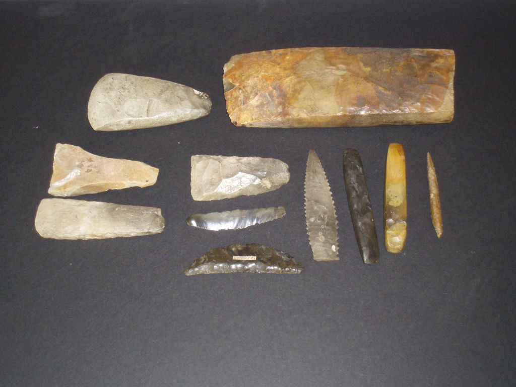 A collection of Neolithic Scandinavian flint implements, circa 2000 B.C.