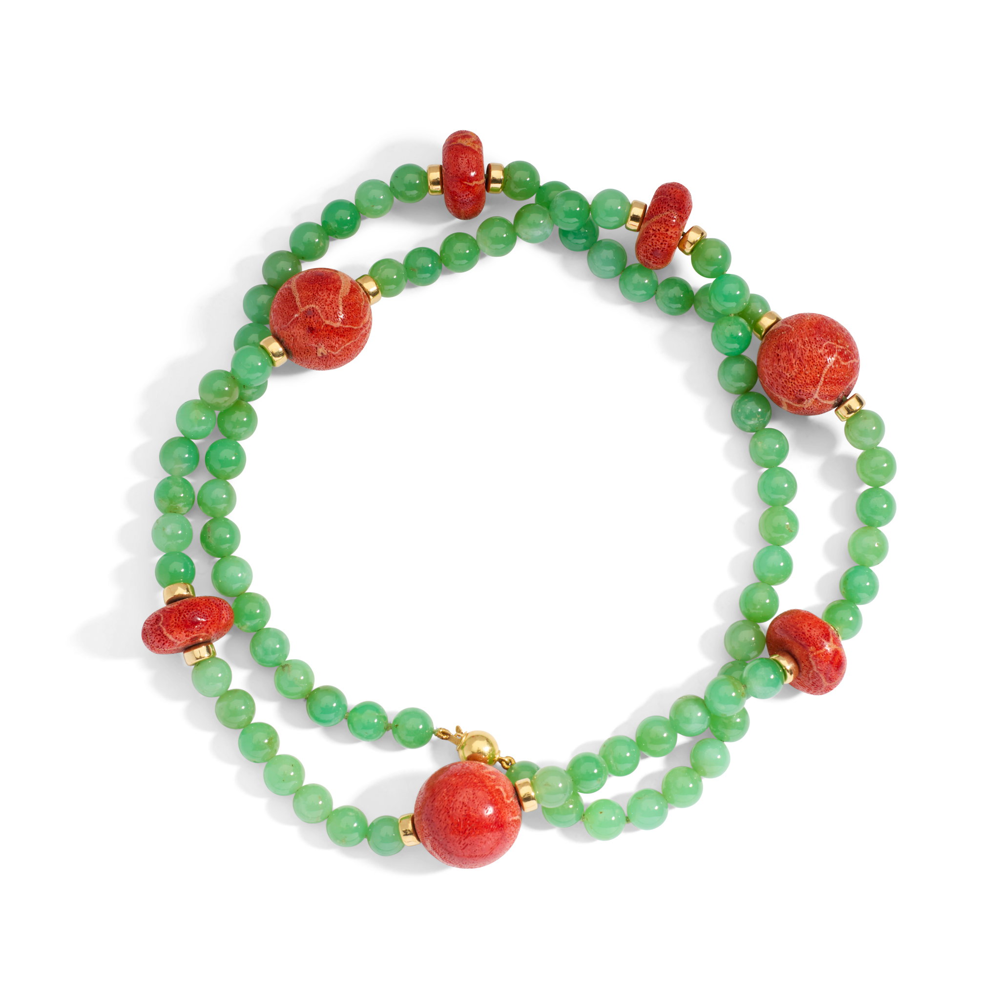 A chalcendony and coral necklace