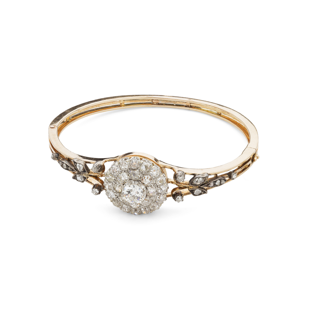 An Edwardian diamond set bangle