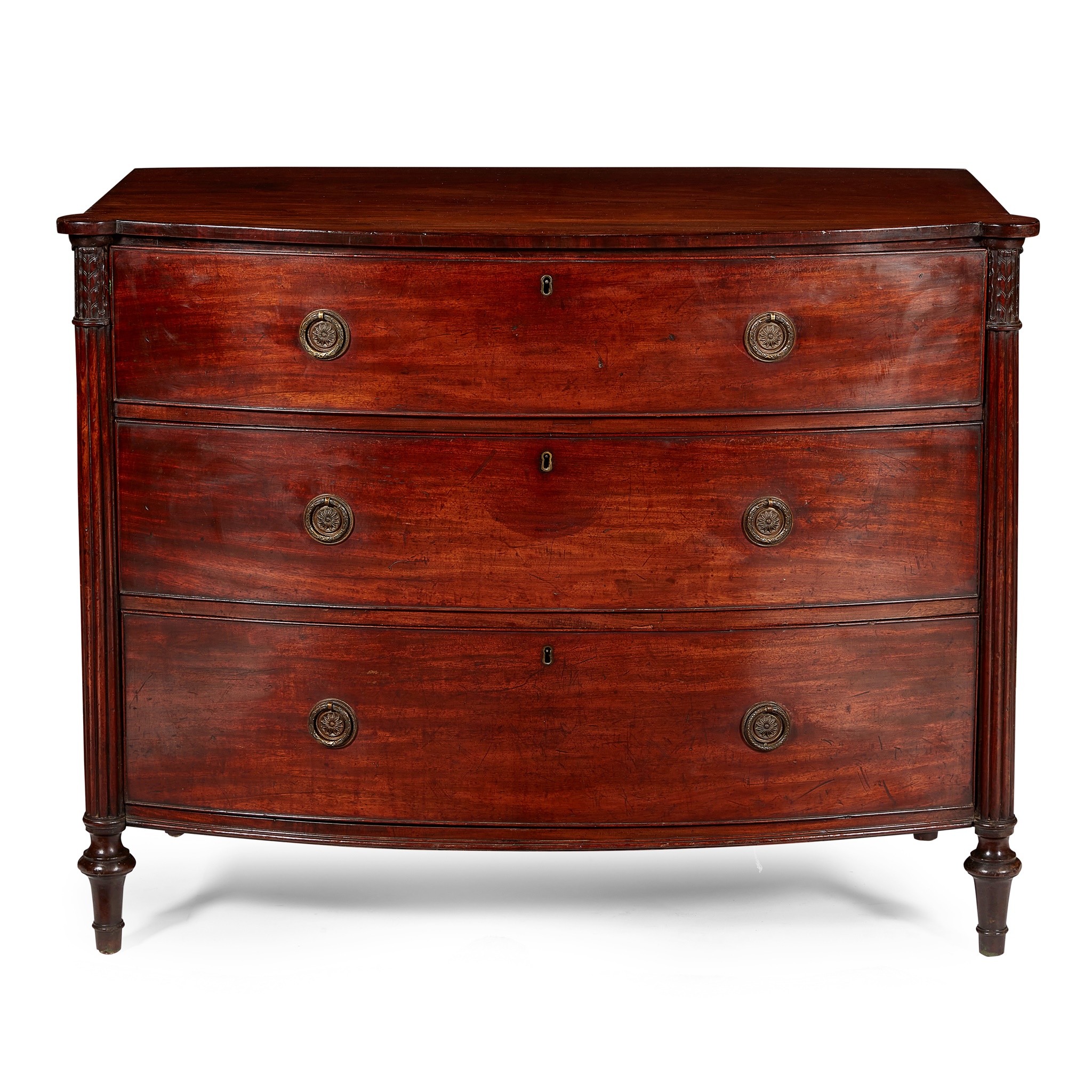 REGENCY BOWFRONT MAHOGANY CHEST OF DRAWERS