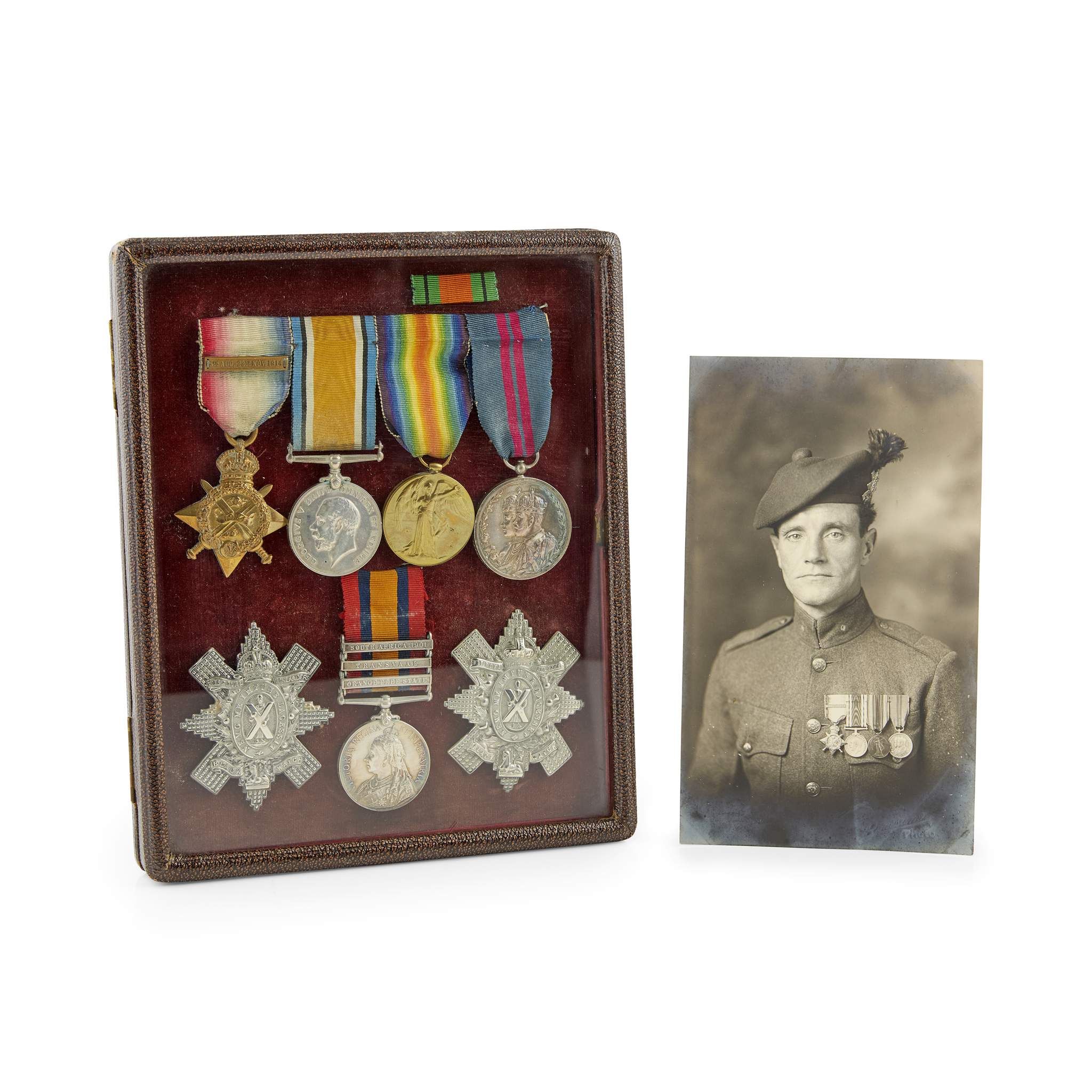 FRAMED WWI FOUR MEDAL GROUP