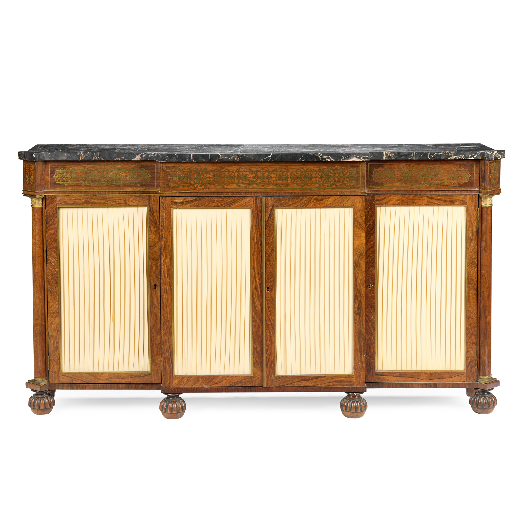 REGENCY ROSEWOOD BRASS INLAID SIDE CABINET, IN THE MANNER OF GILLOWS