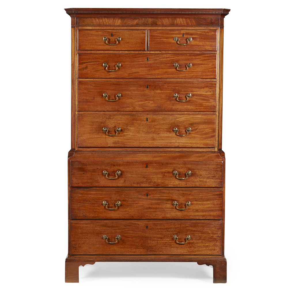 GEORGE III MAHOGANY CHEST-ON-CHEST