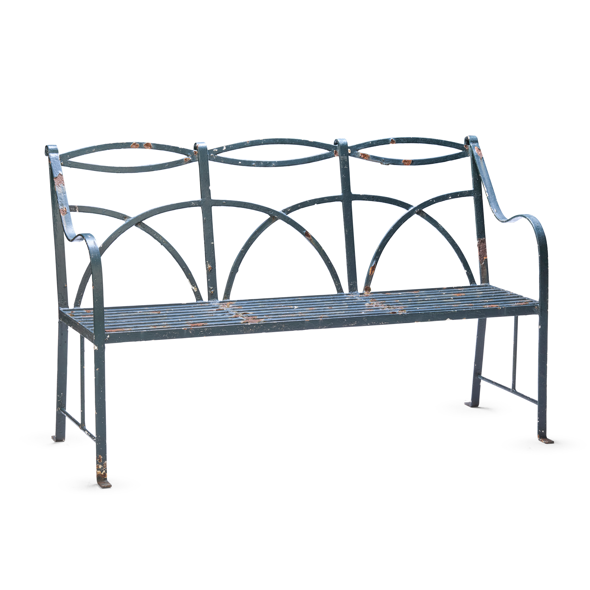 REGENCY IRON STRAPWORK GARDEN BENCH