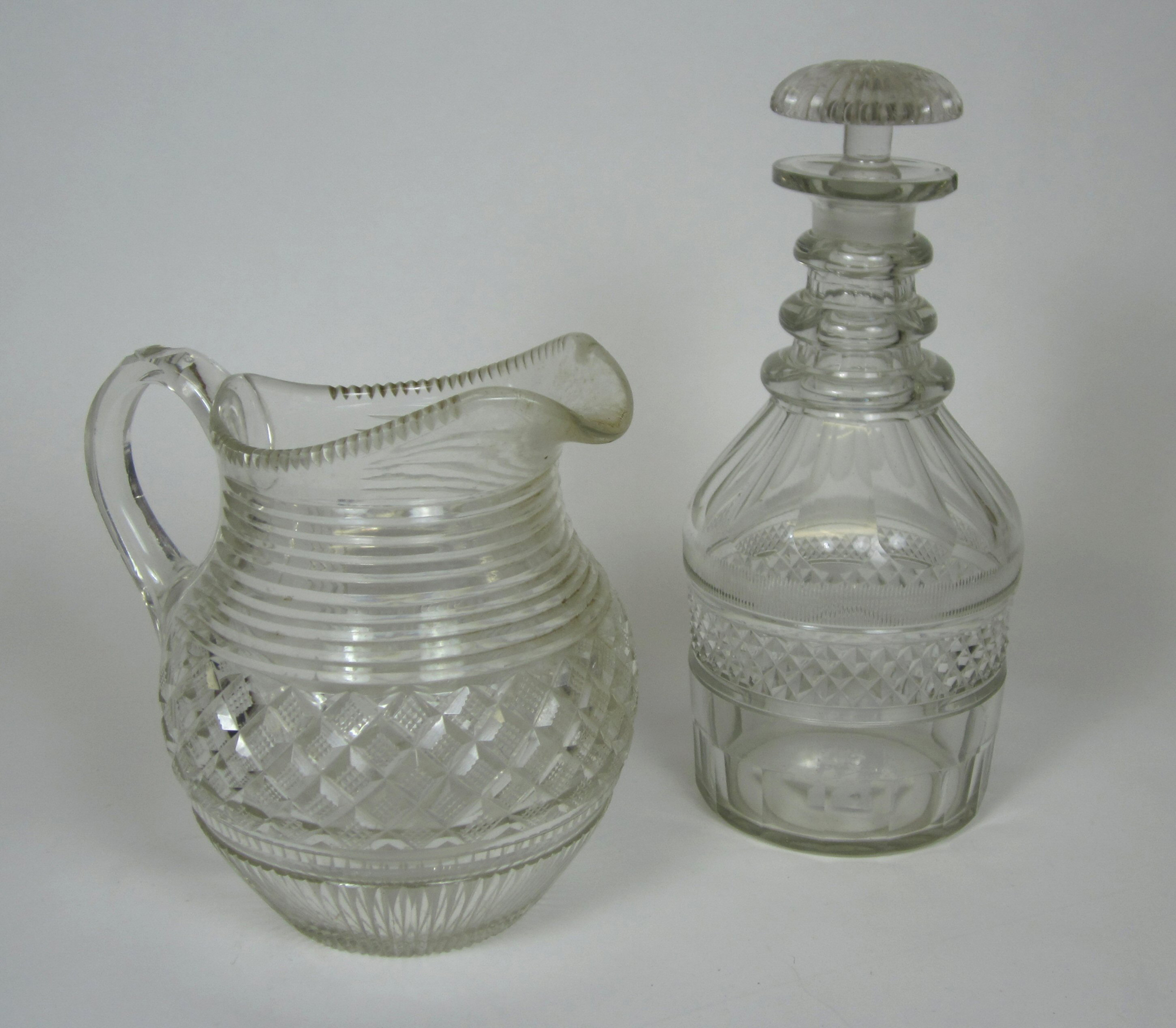 REGENCY CUT GLASS DECANTER AND JUG