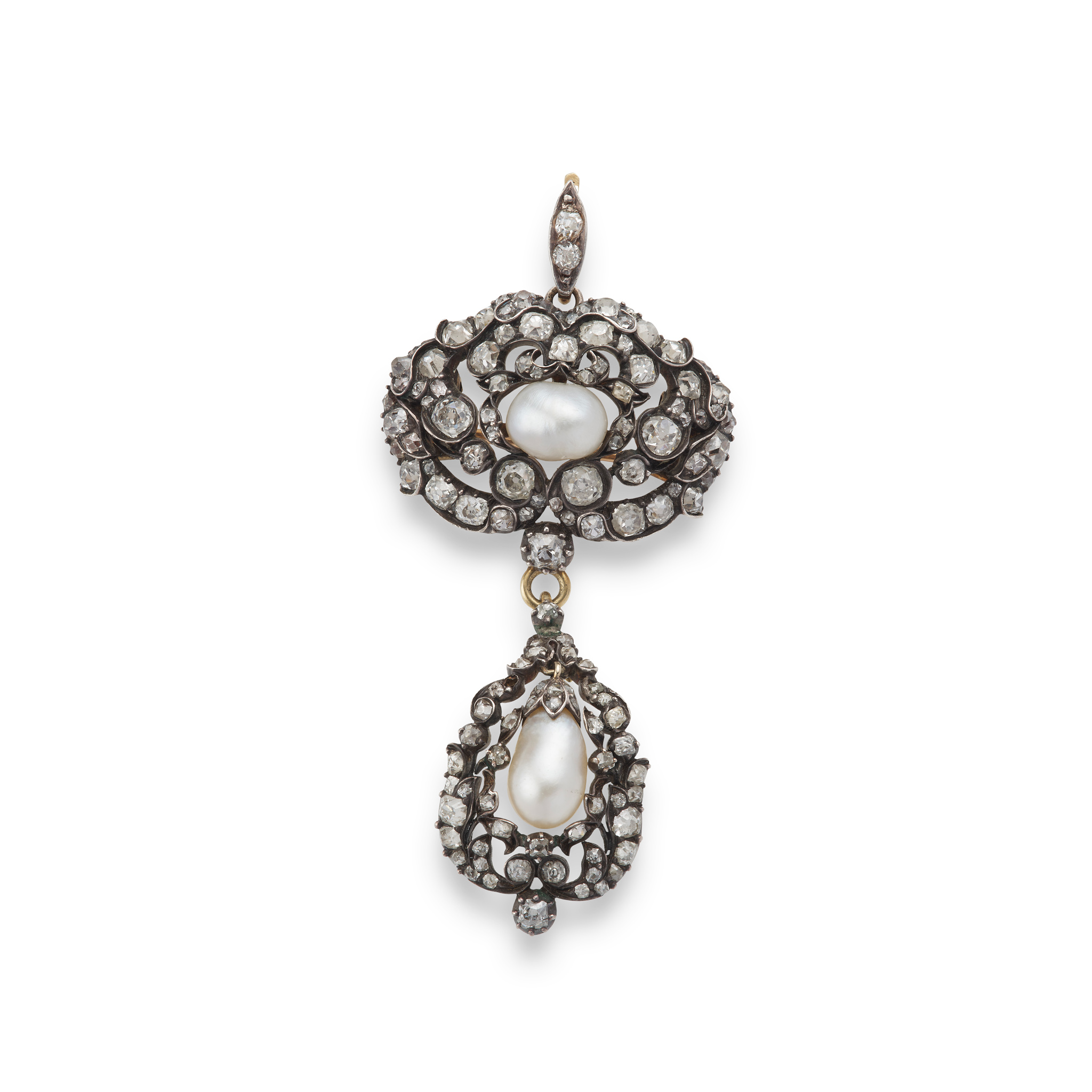 A pearl and diamond brooch / pendant, late 19th century