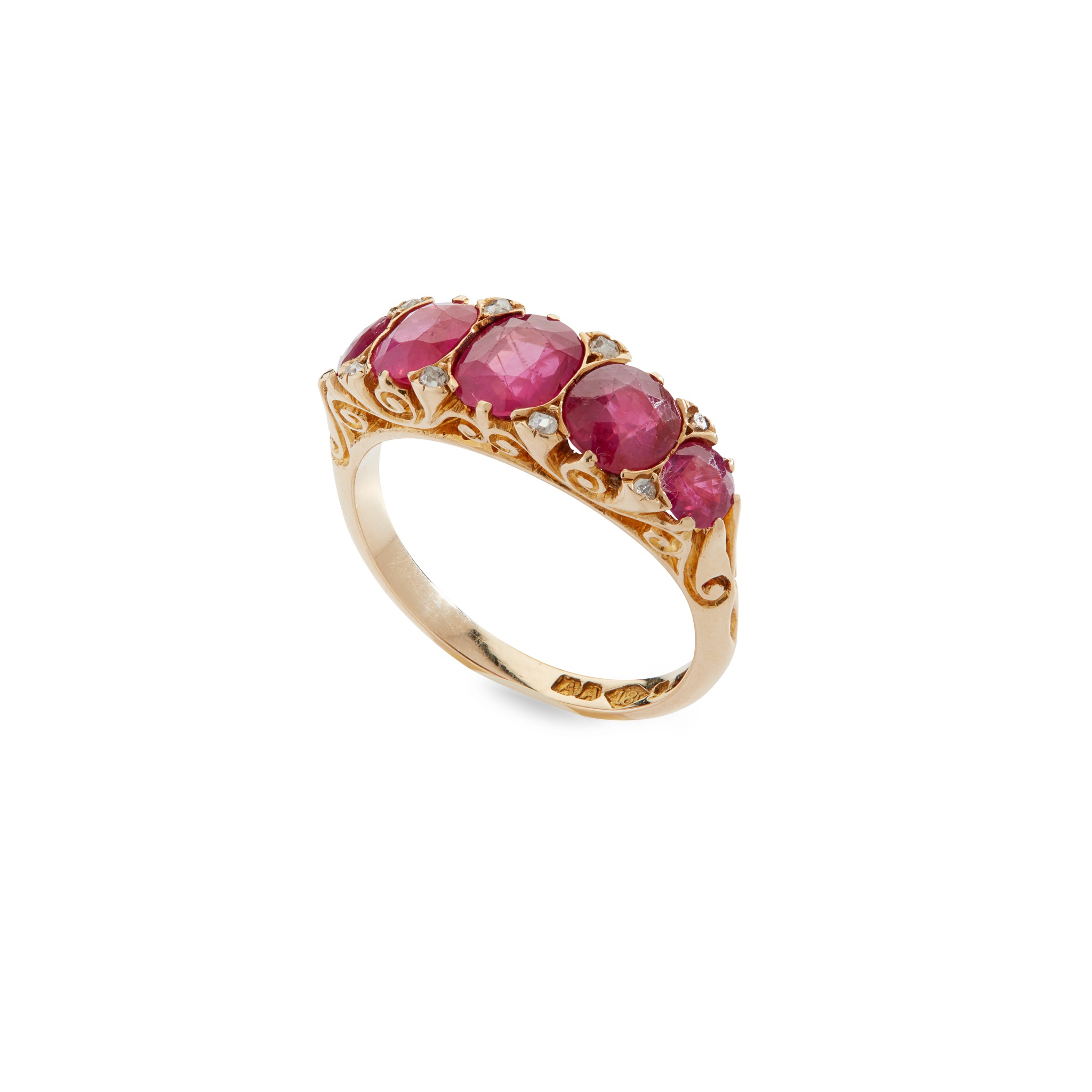 A Burmese ruby five-stone ring