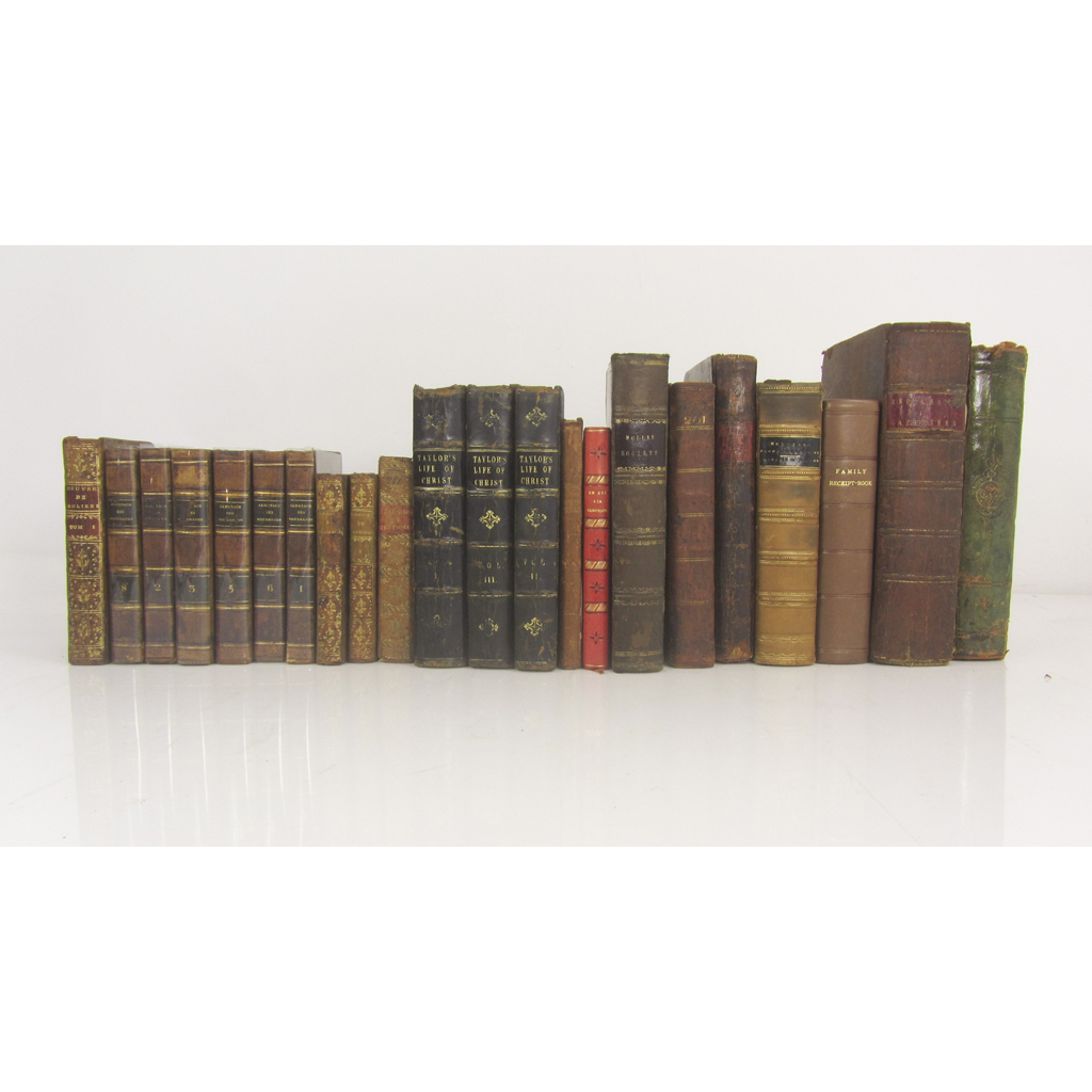 A quantity of leather bound works