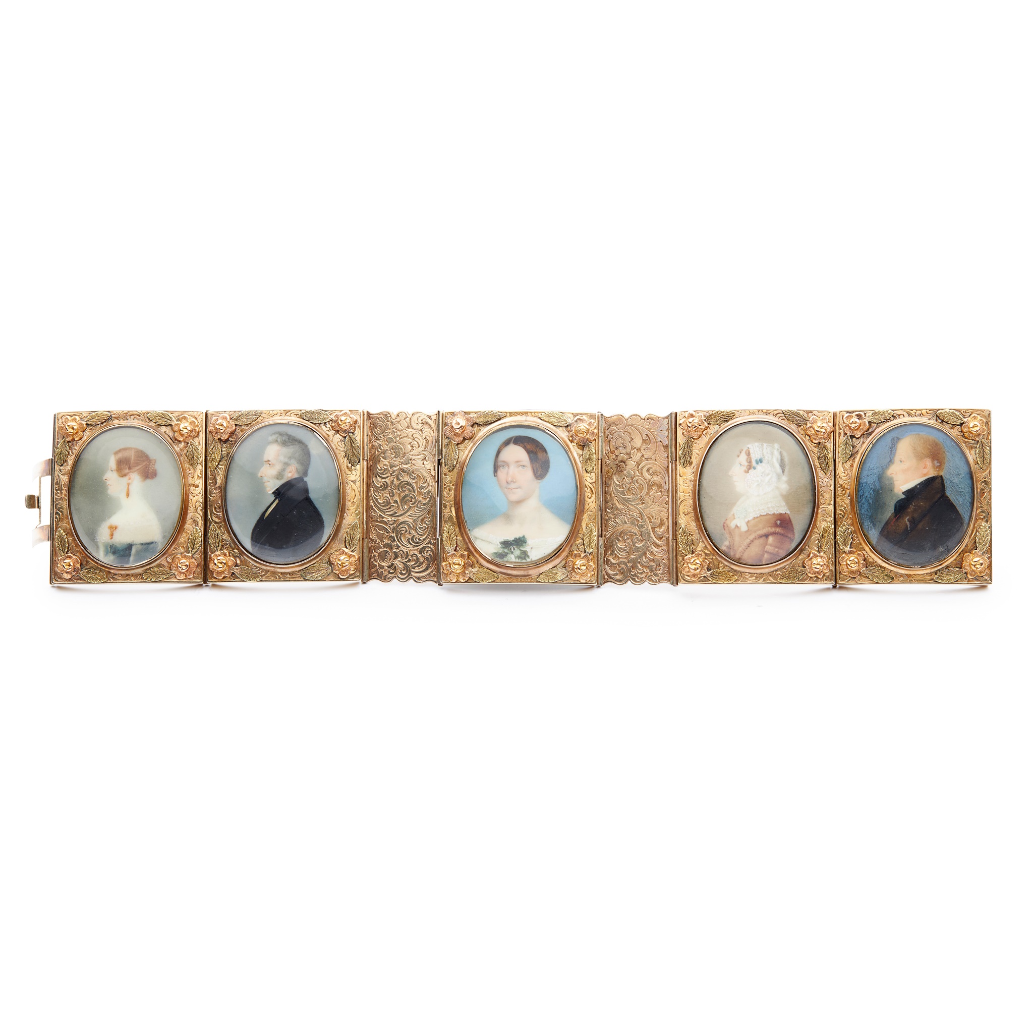 A 19th century portrait miniature bracelet