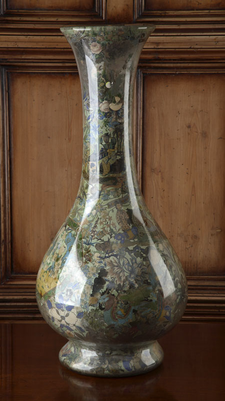 A large baluster decalcomania vase