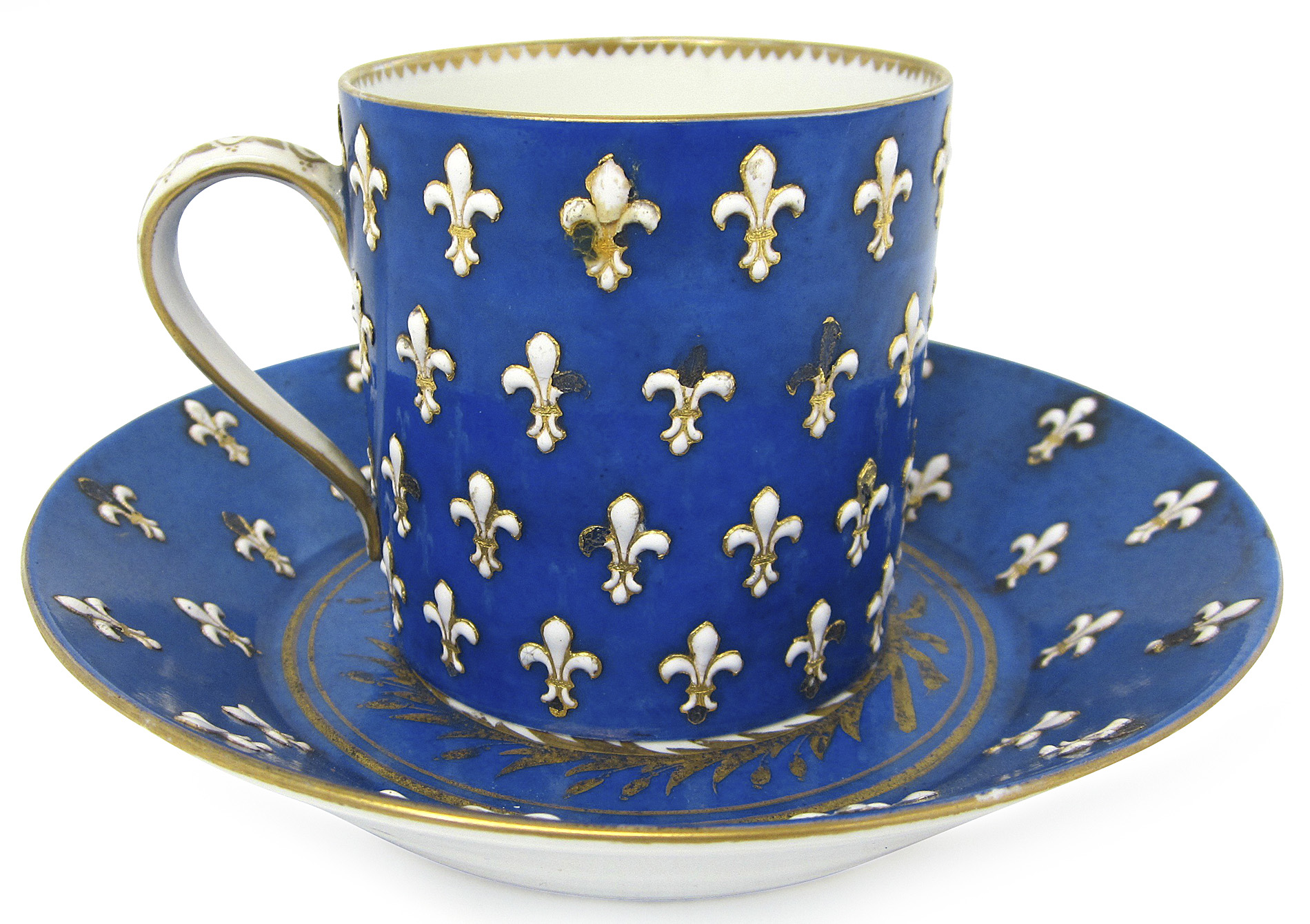 SEVRES PORCELAIN COFFEE CUP AND SAUCER
