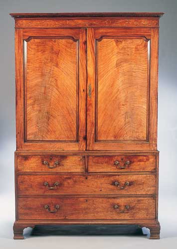 A George II mahogany linen press