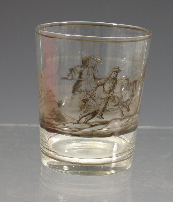 An 18th century German Schwarzlot beaker