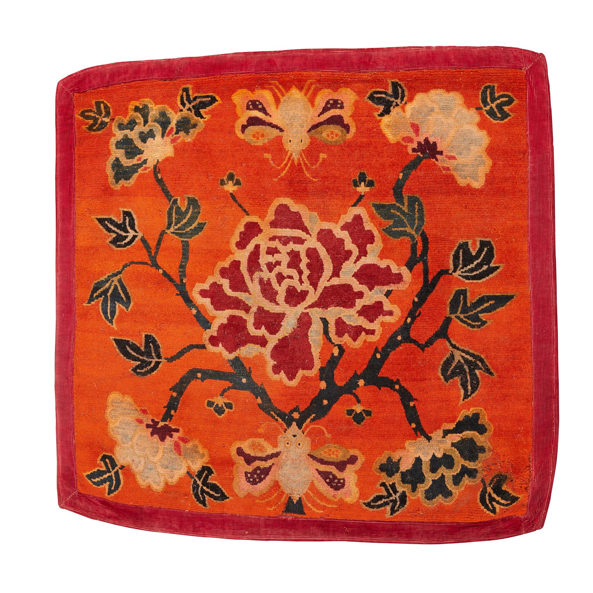 TIBETAN WOOL 'PEONY' SEAT COVER