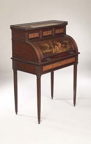 A Louis XVI style mahogany bureau a cylindre,