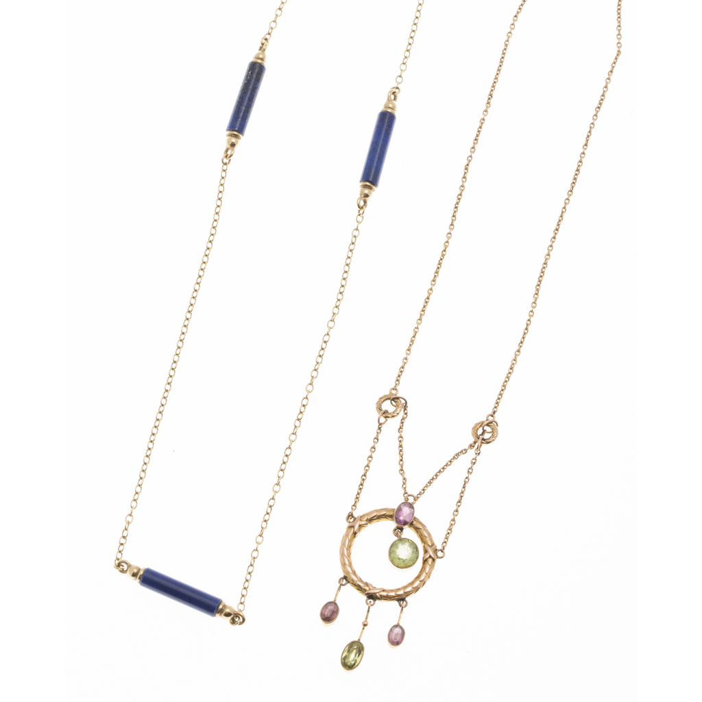 An early 20th century amethyst and peridot set necklace