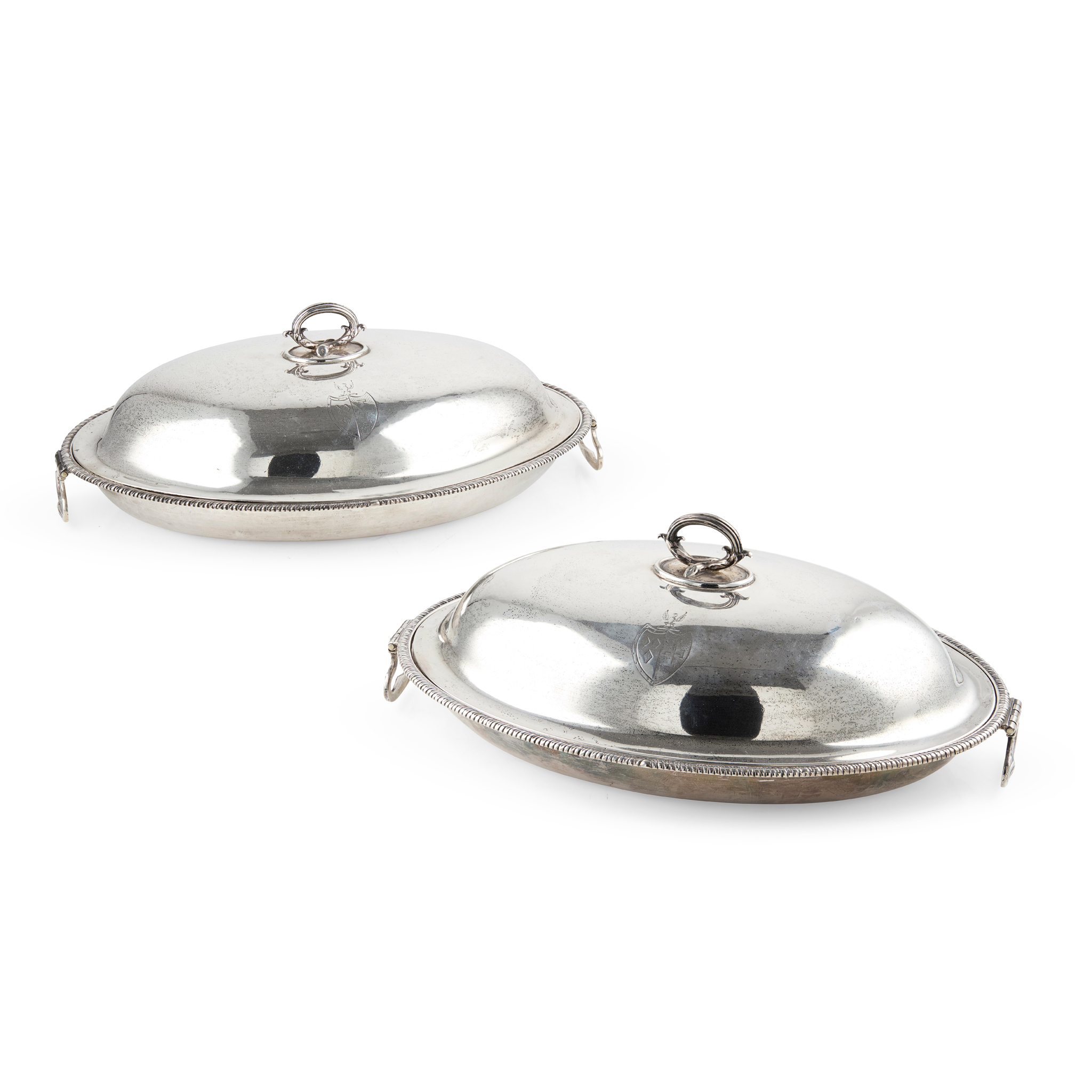 A PAIR OF GEORGE III TWIN-HANDLED ENTRÉE DISHES