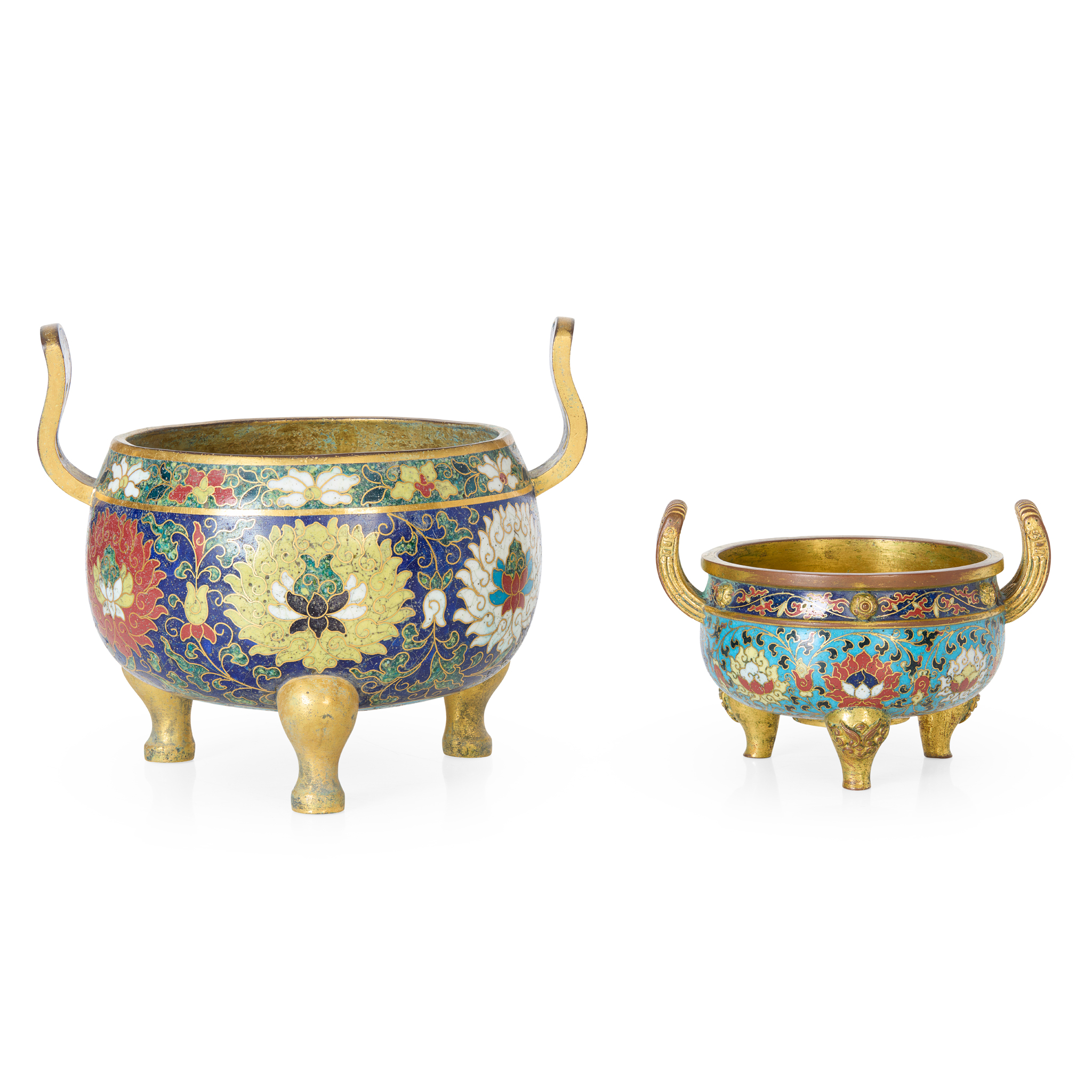 TWO CHINESE CLOISONNÉ ENAMEL CENSERS
