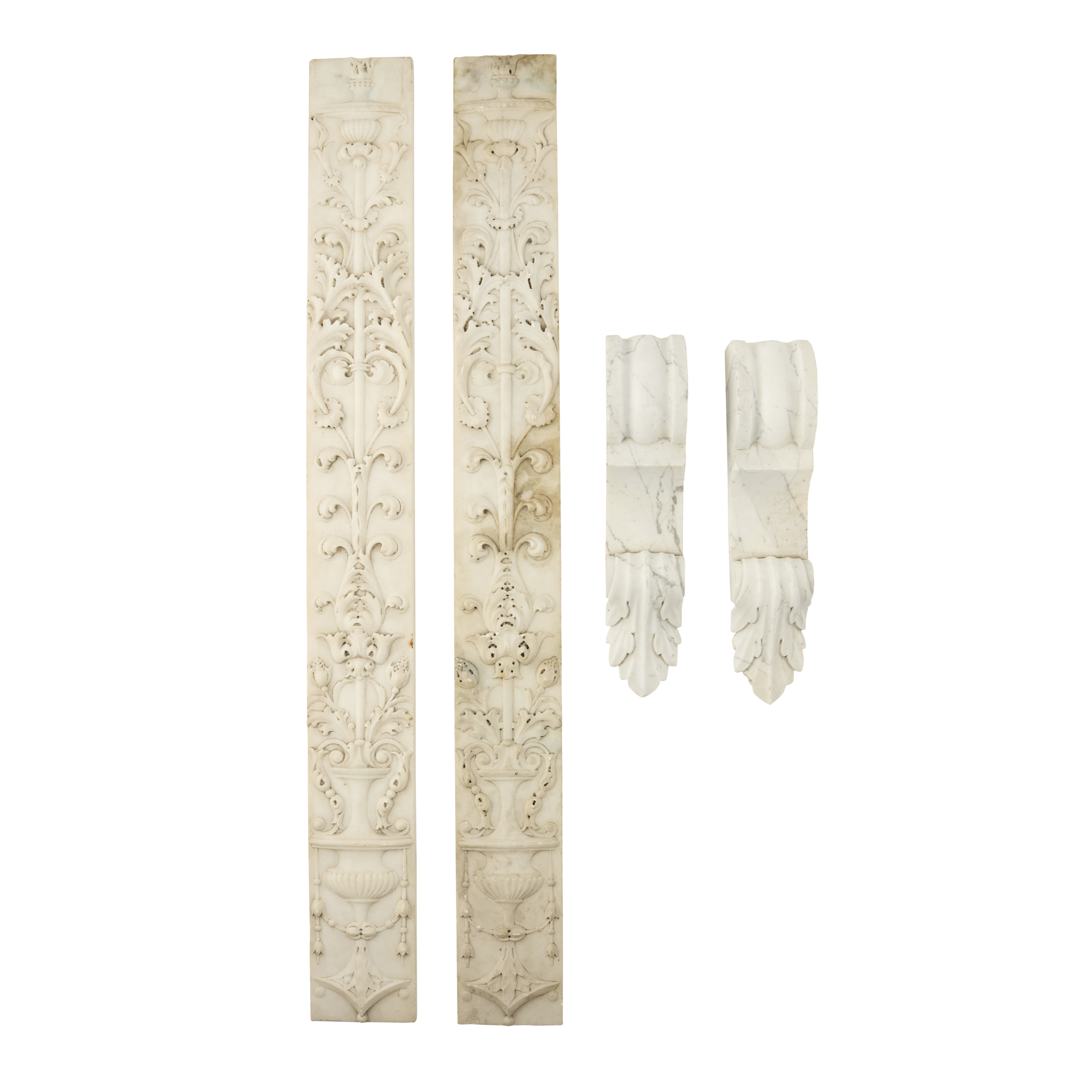 FOUR WHITE MARBLE ARCHITECTURAL ELEMENTS