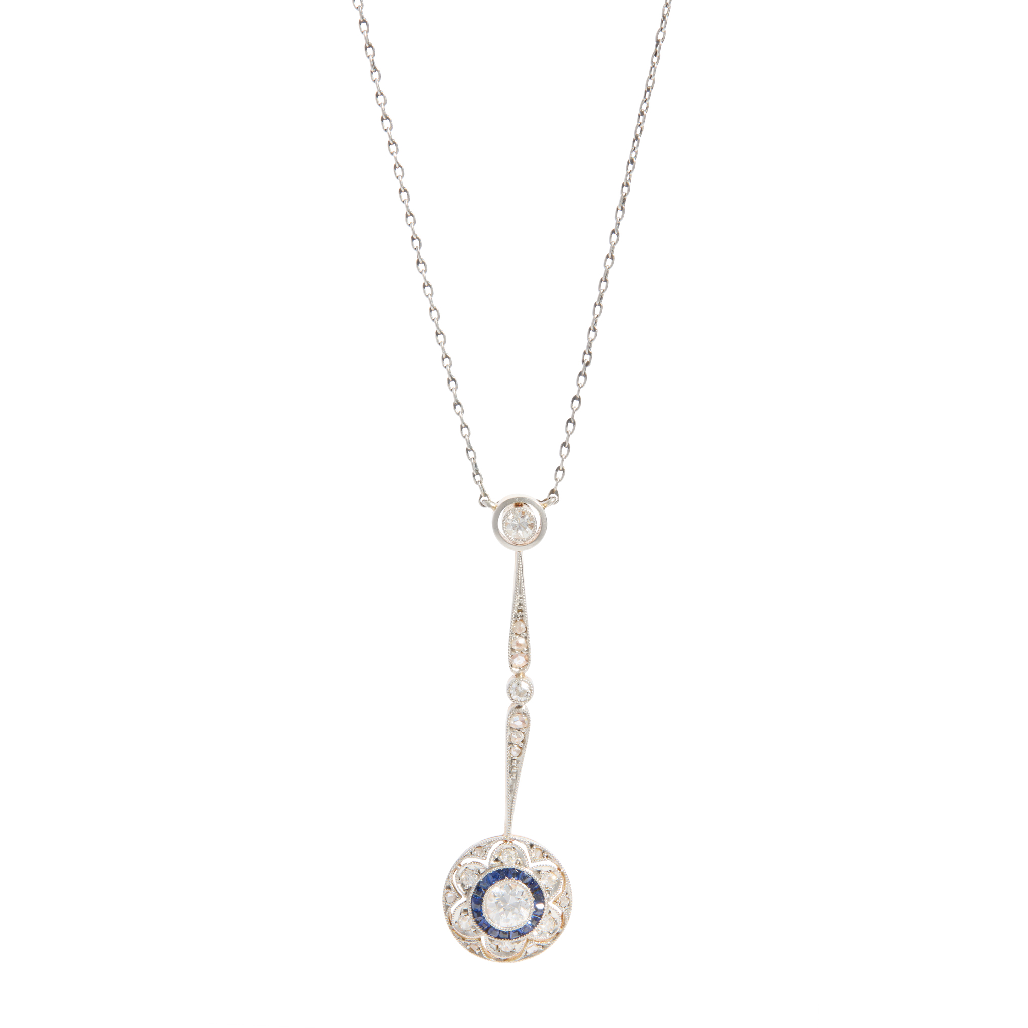 An early 20th century diamond and sapphire necklace