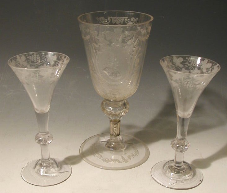 A French/German late 18th/early 19th century wheel engraved goblet
