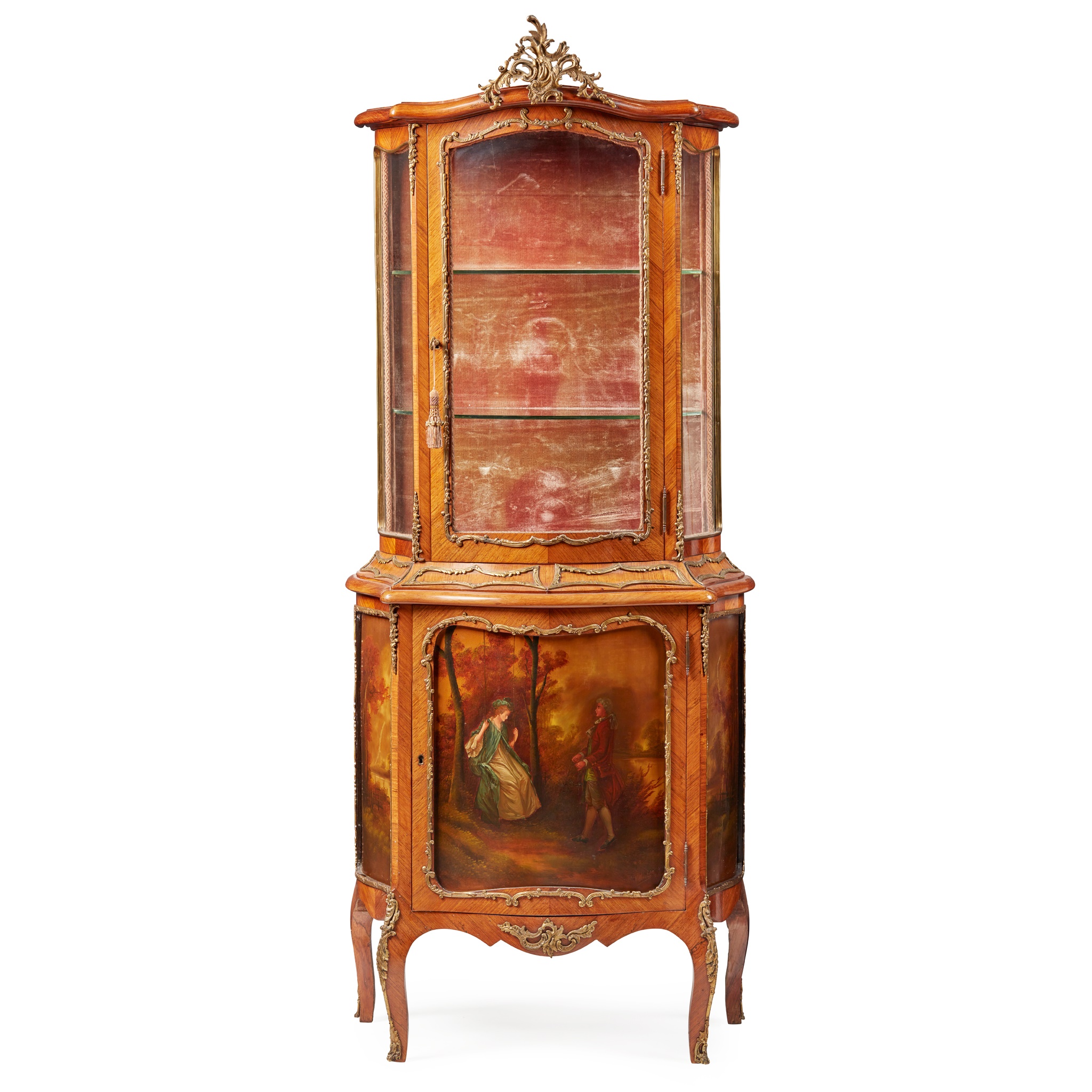 FRENCH KINGWOOD AND VERNIS MARTIN VITRINE CABINET