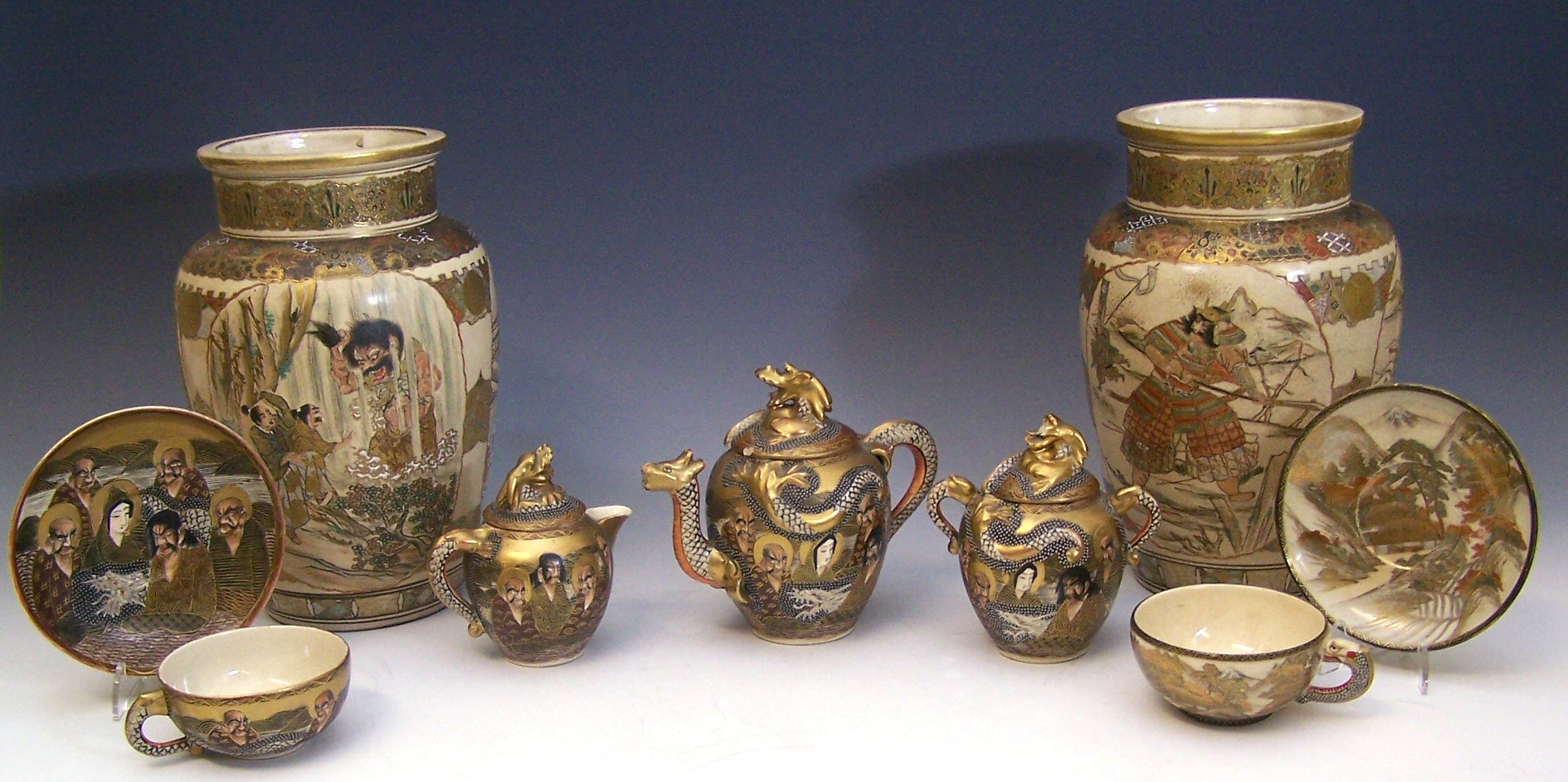 A pair of satsuma vases;