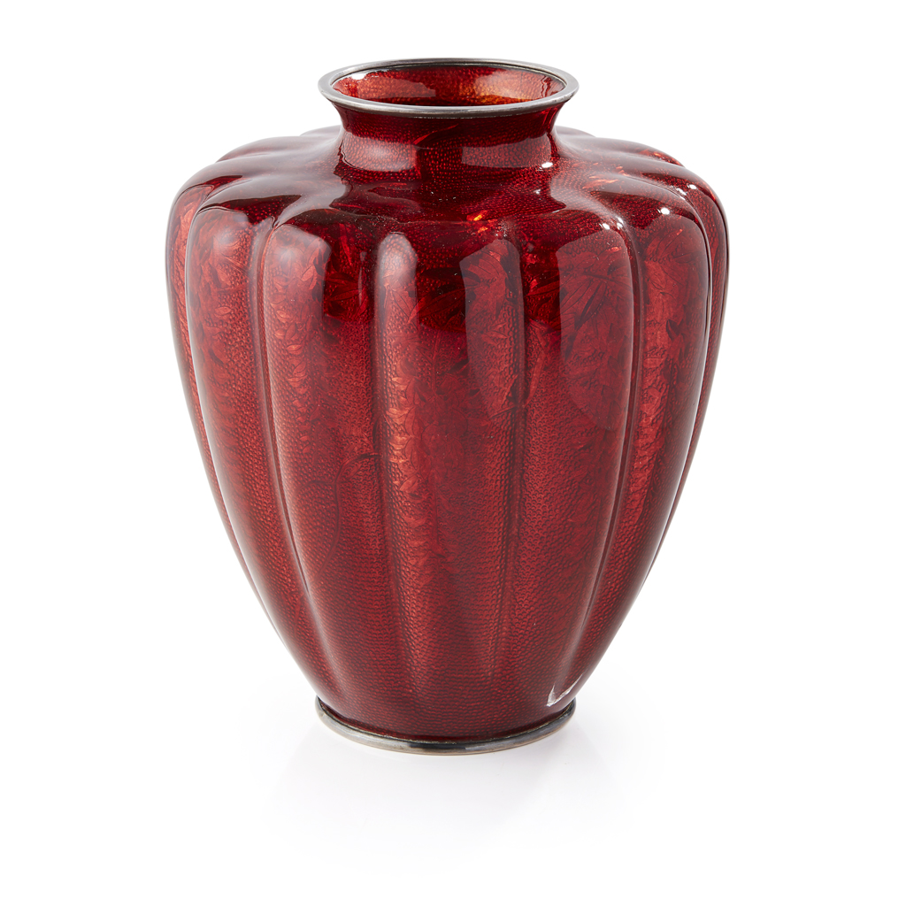 MELON-FORM GINBARI CLOISONNÉ ENAMEL VASE