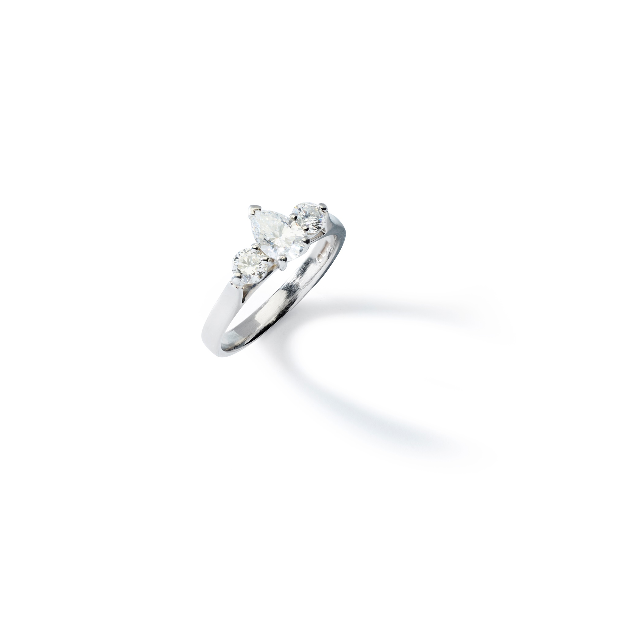 A diamond three-stone ring