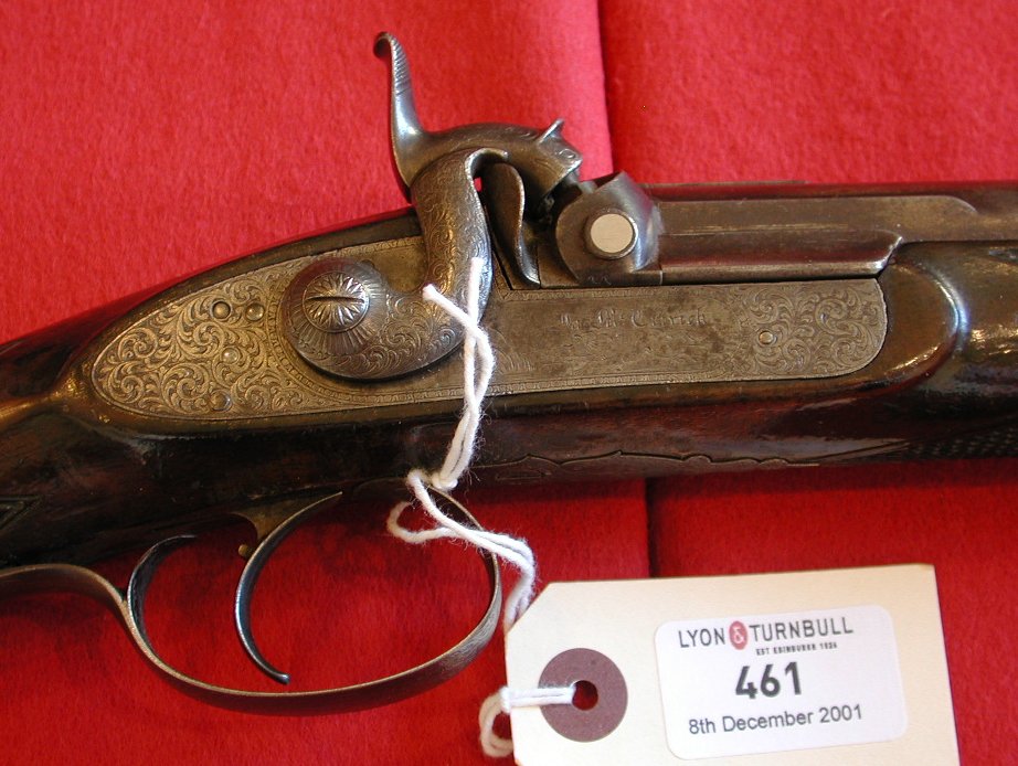 A Scottish 19th century single barrel percussion shotgun