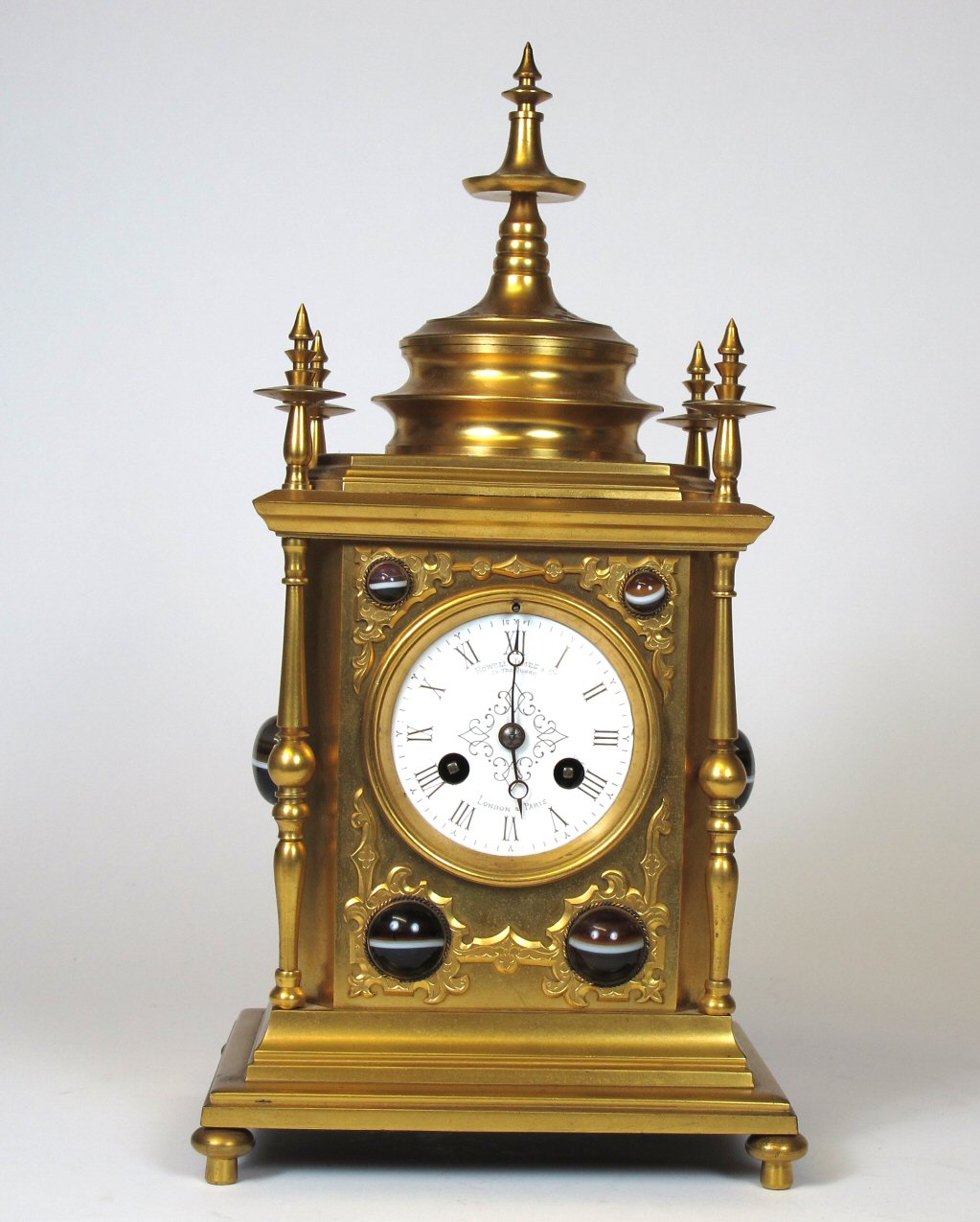 A 19th century giltmetal mantel clock By Howell James & Co. London & Paris