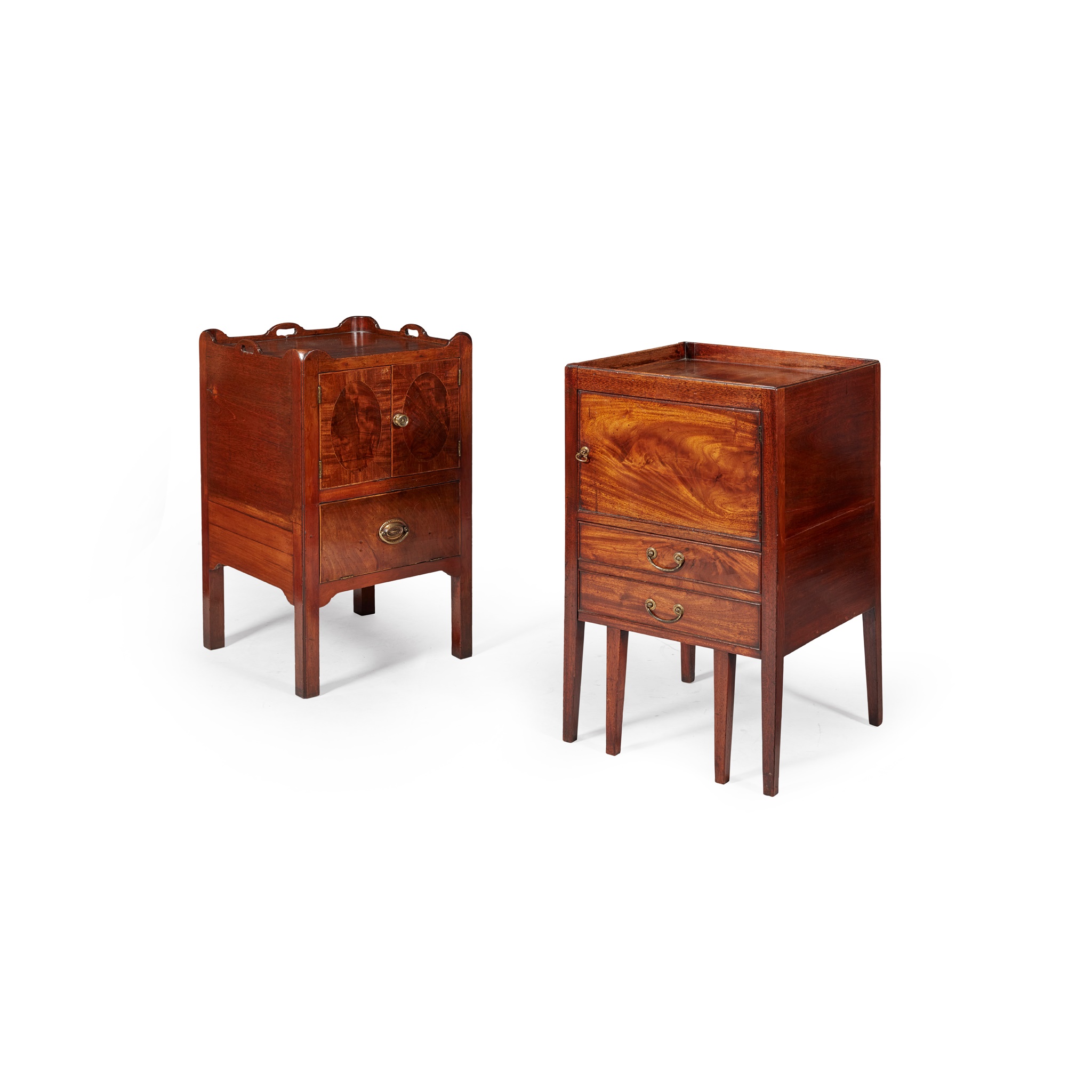 TWO GEORGE III MAHOGANY NIGHT COMMODES